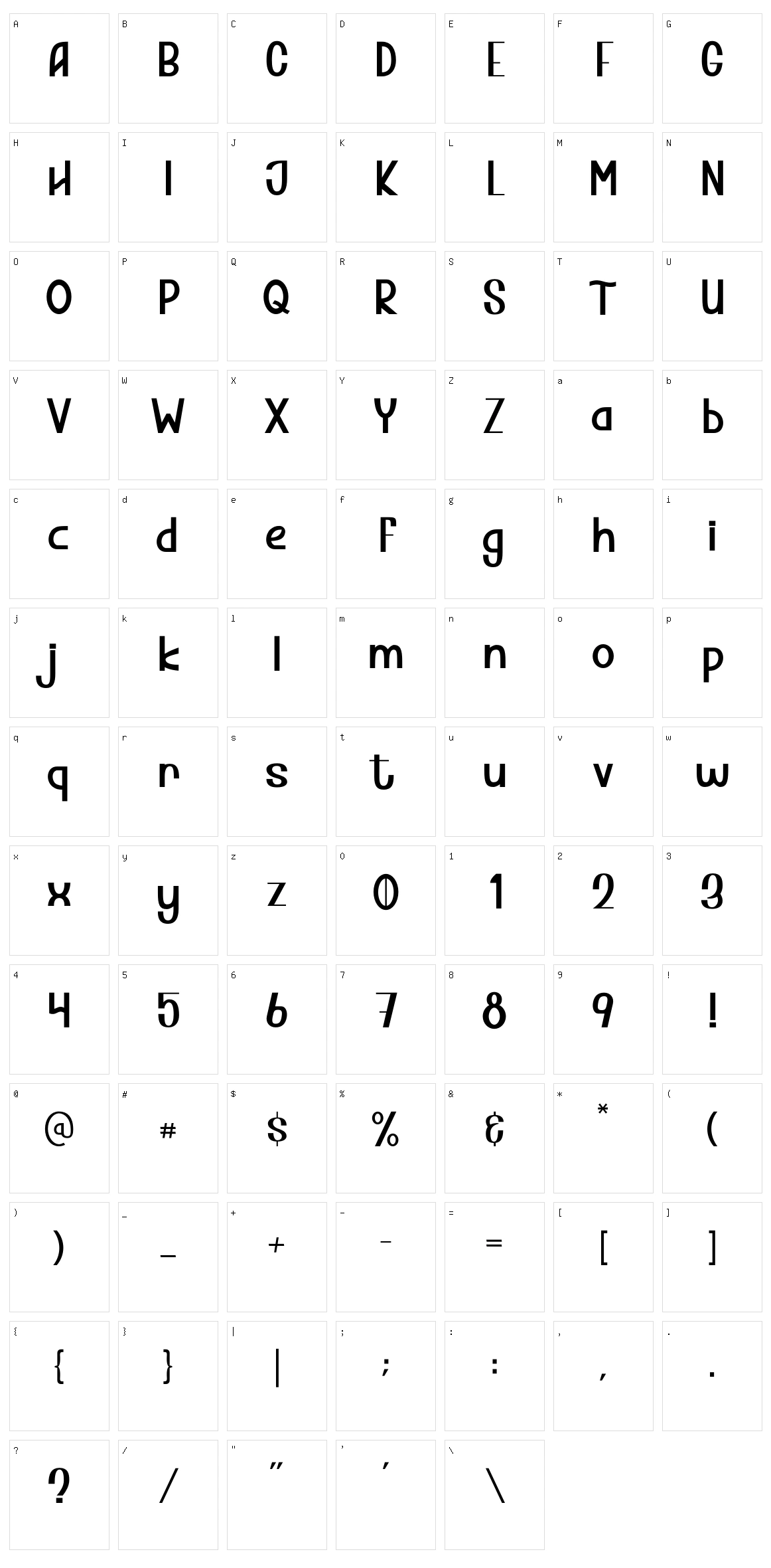 Thorsley Character Set