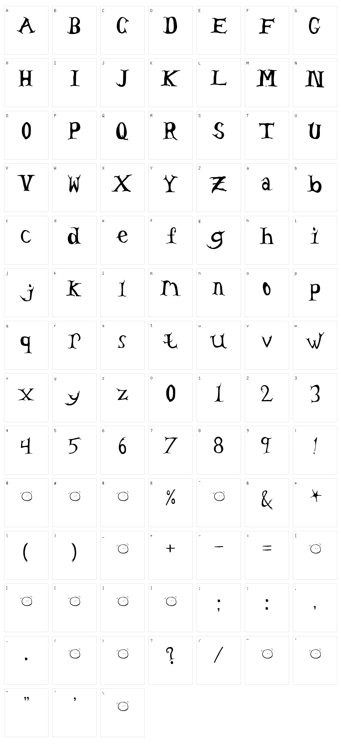 Tom's Headache Character Set