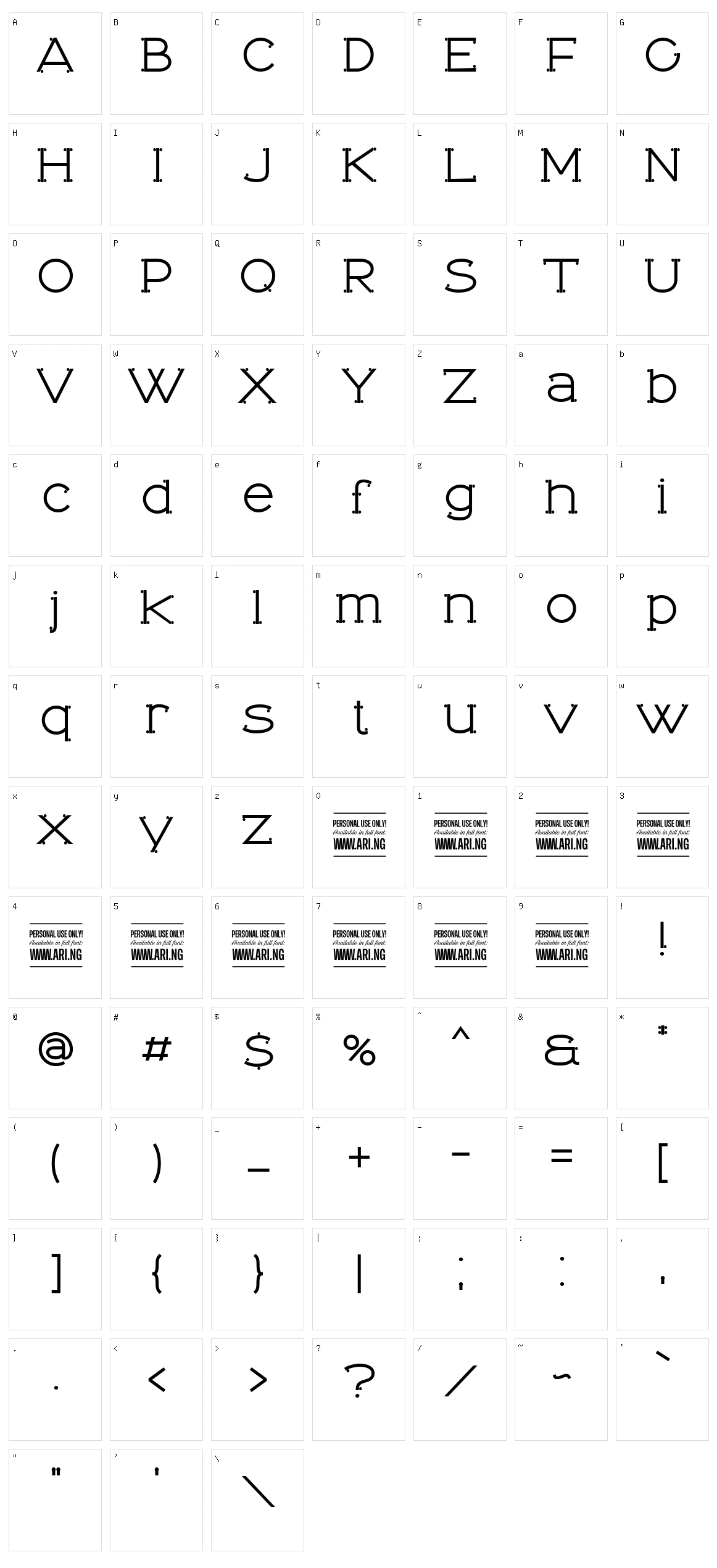 Tomino Character Set