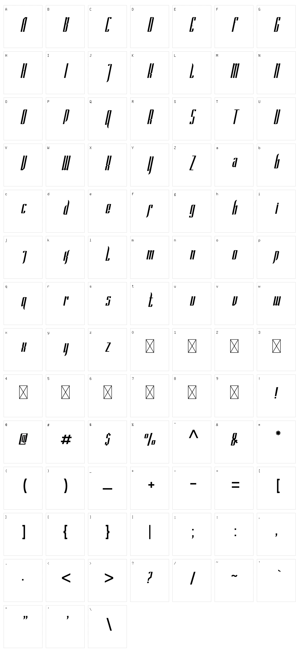 Unbockend Character Set