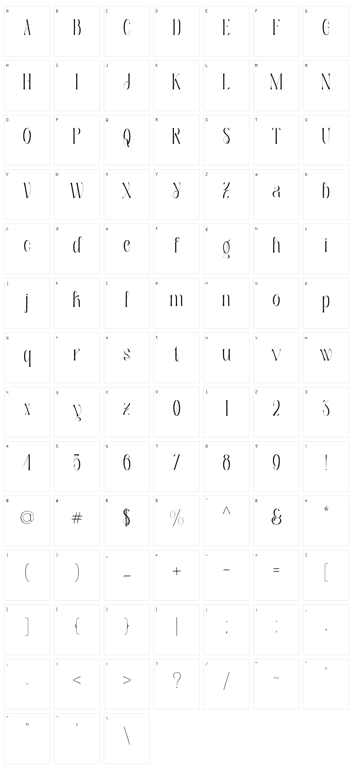 Vaselia Character Set