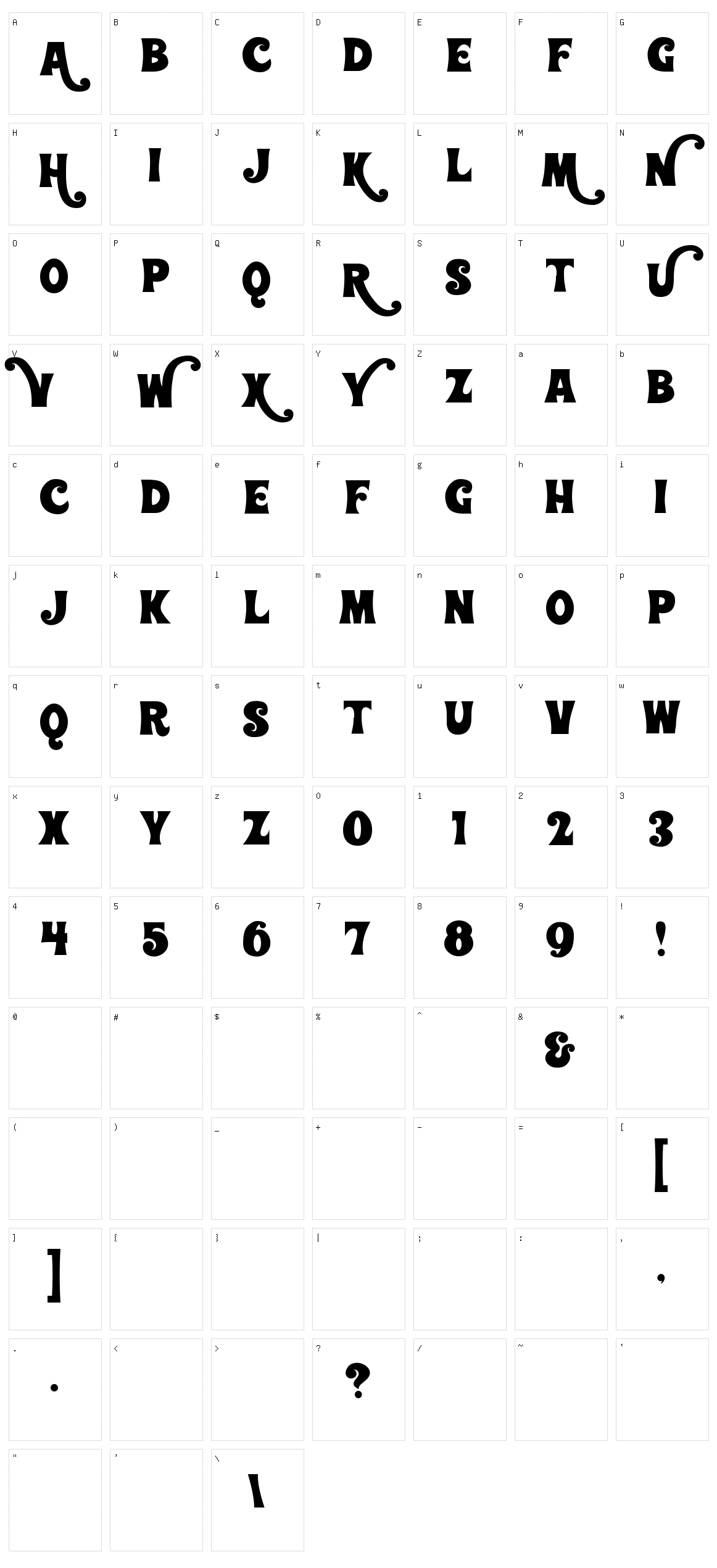 Wonderbar Character Set