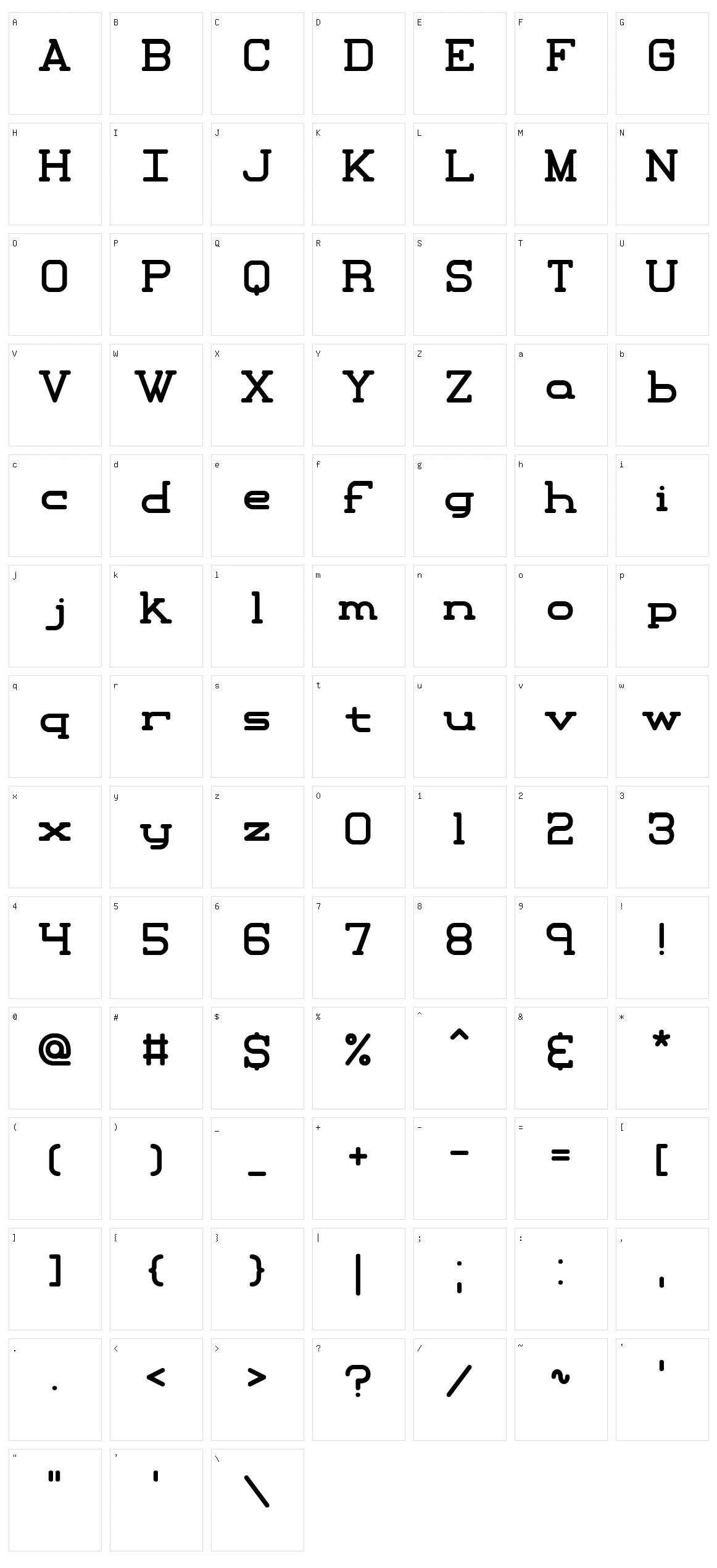 Xipital BRK Character Set