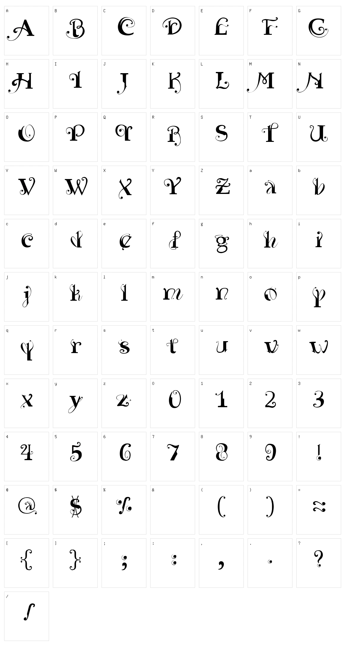 Yedra Purpurea Character Set