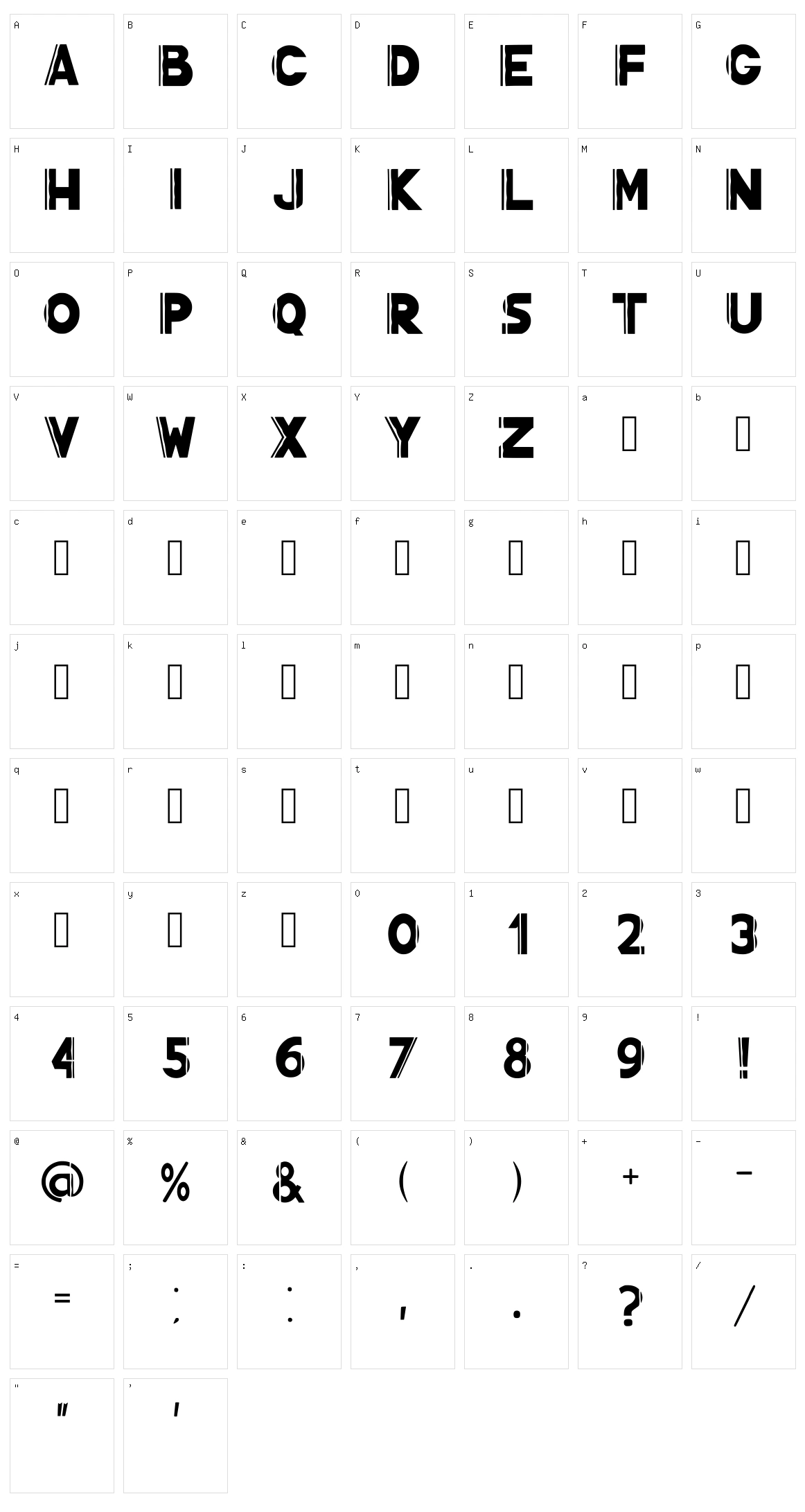 Zeldon Character Set