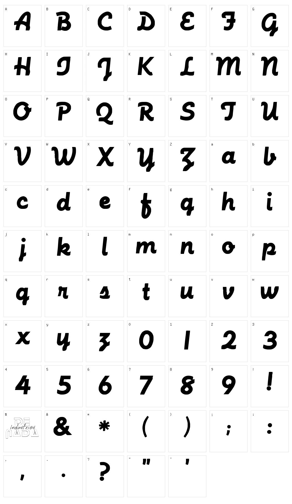 Machine Script Character Set