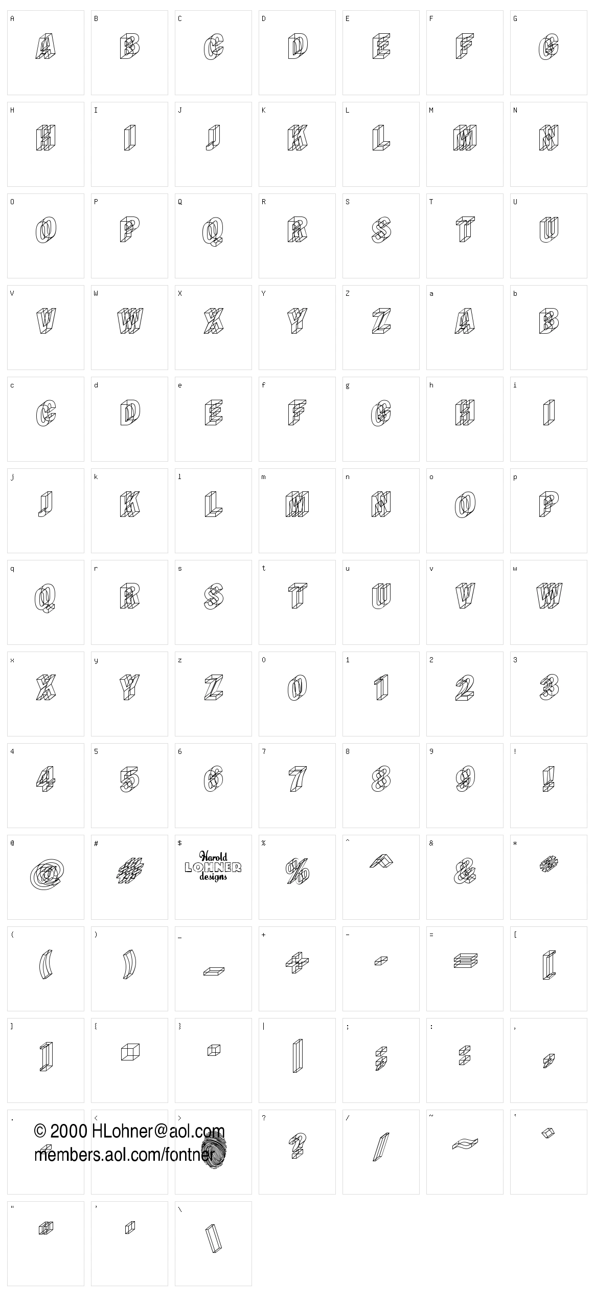 Wireframe Character Set