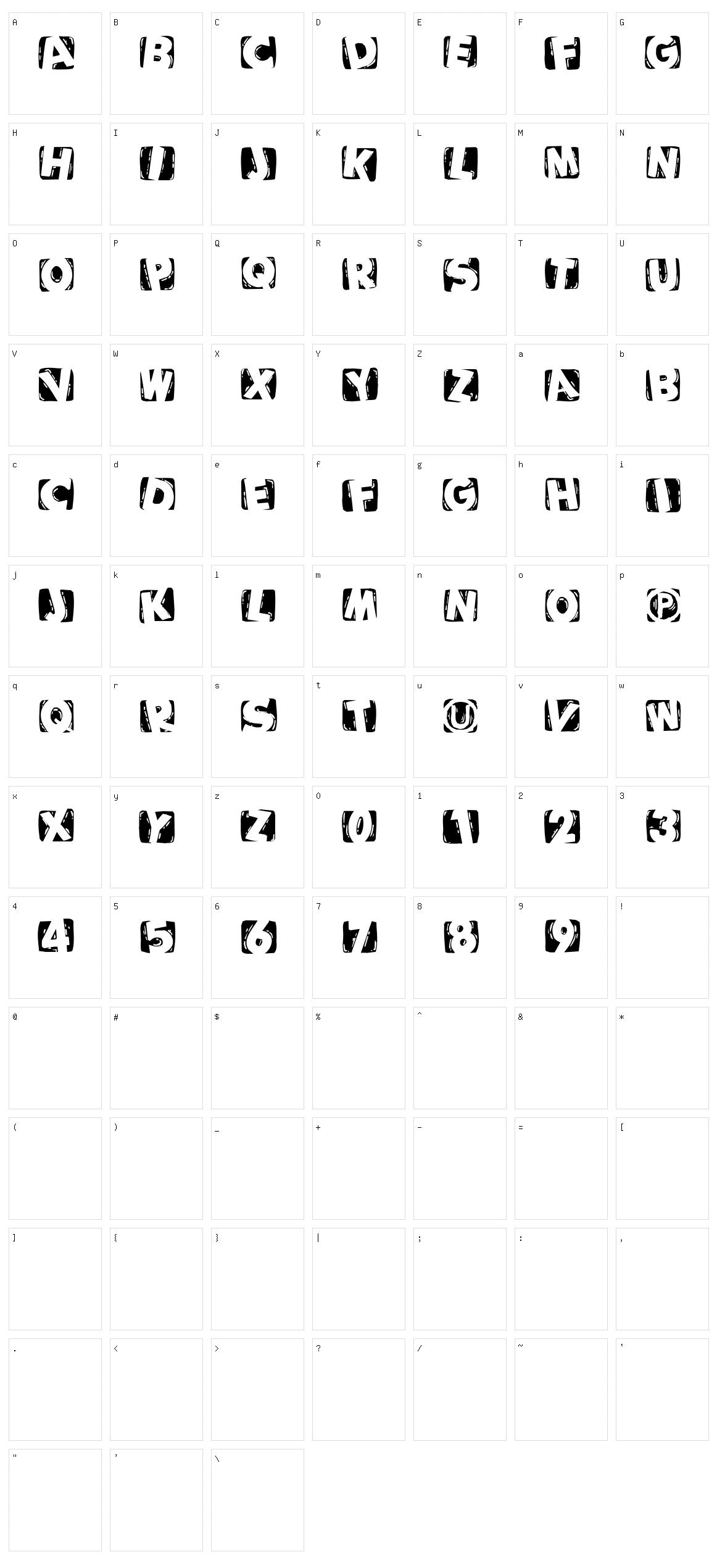 Woodcutted Caps Character Set