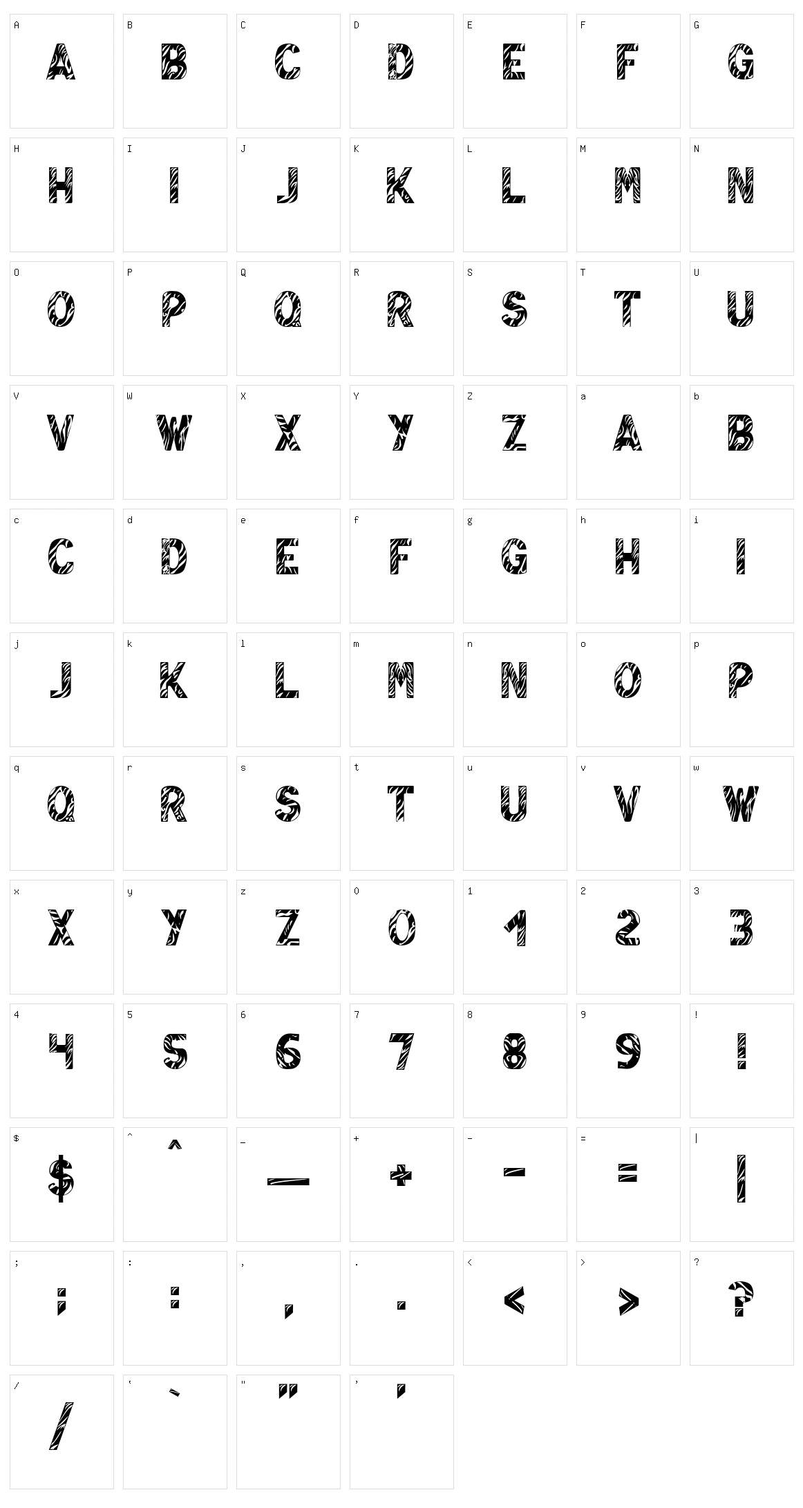 Zebra Lounge Character Set