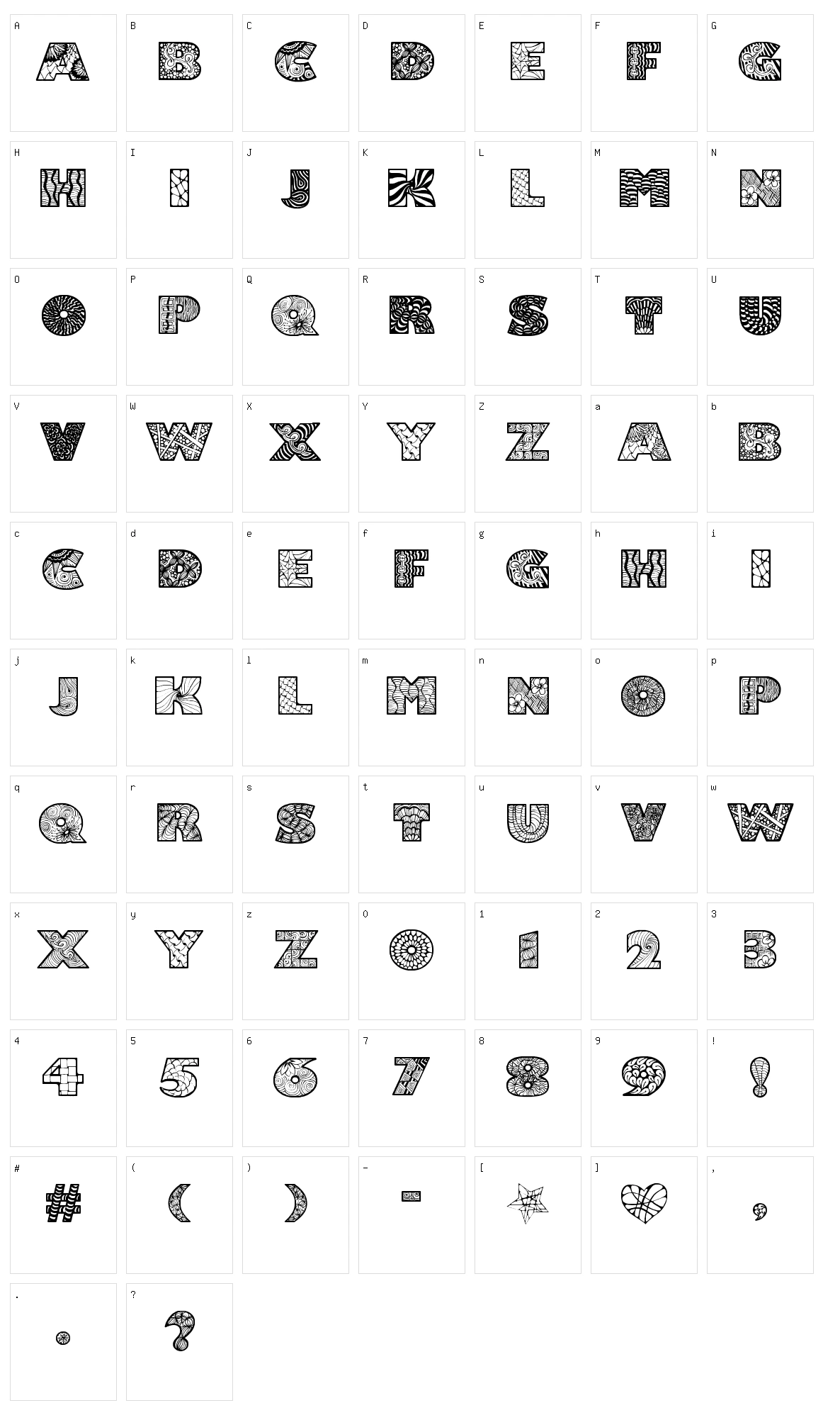 Zenfyrkalt Character Set