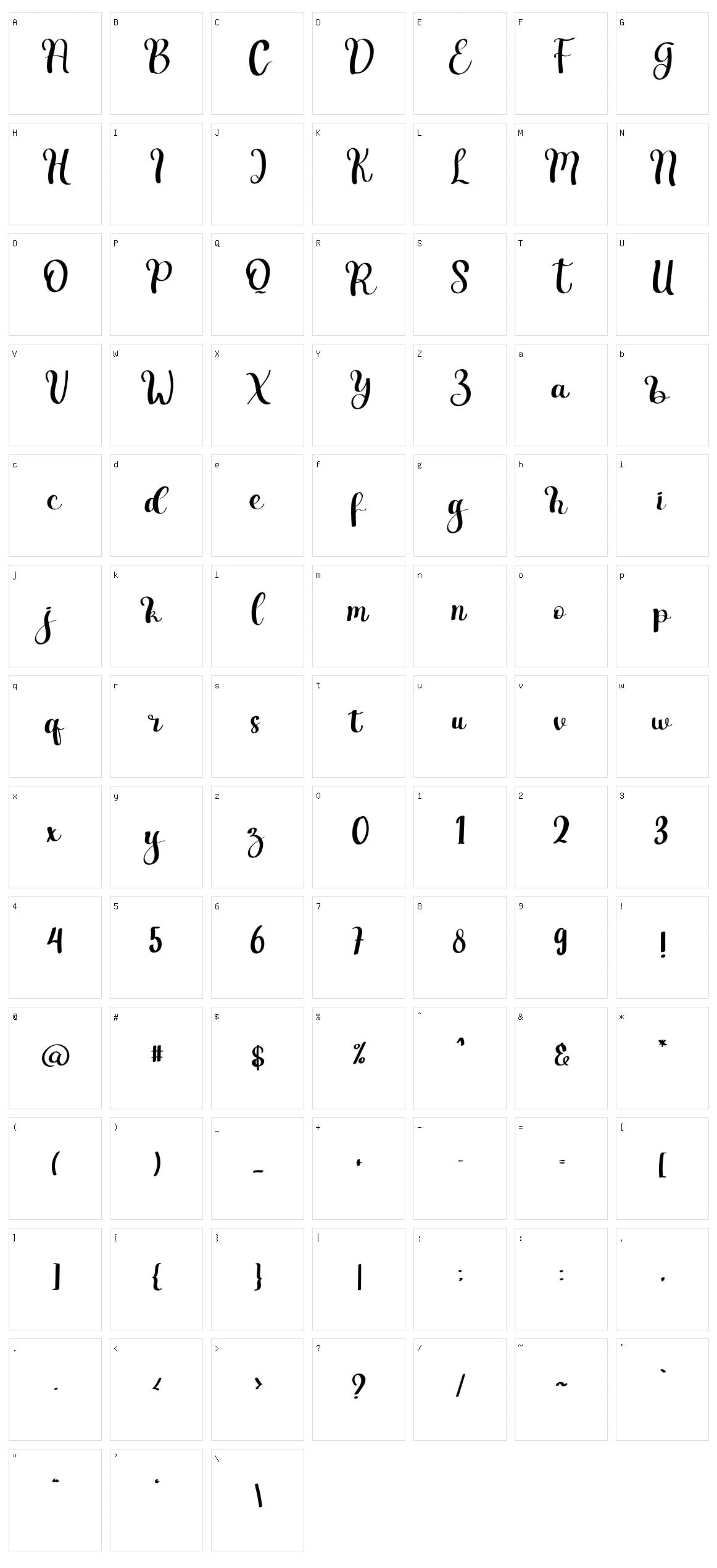 Romantic Signature Character Set