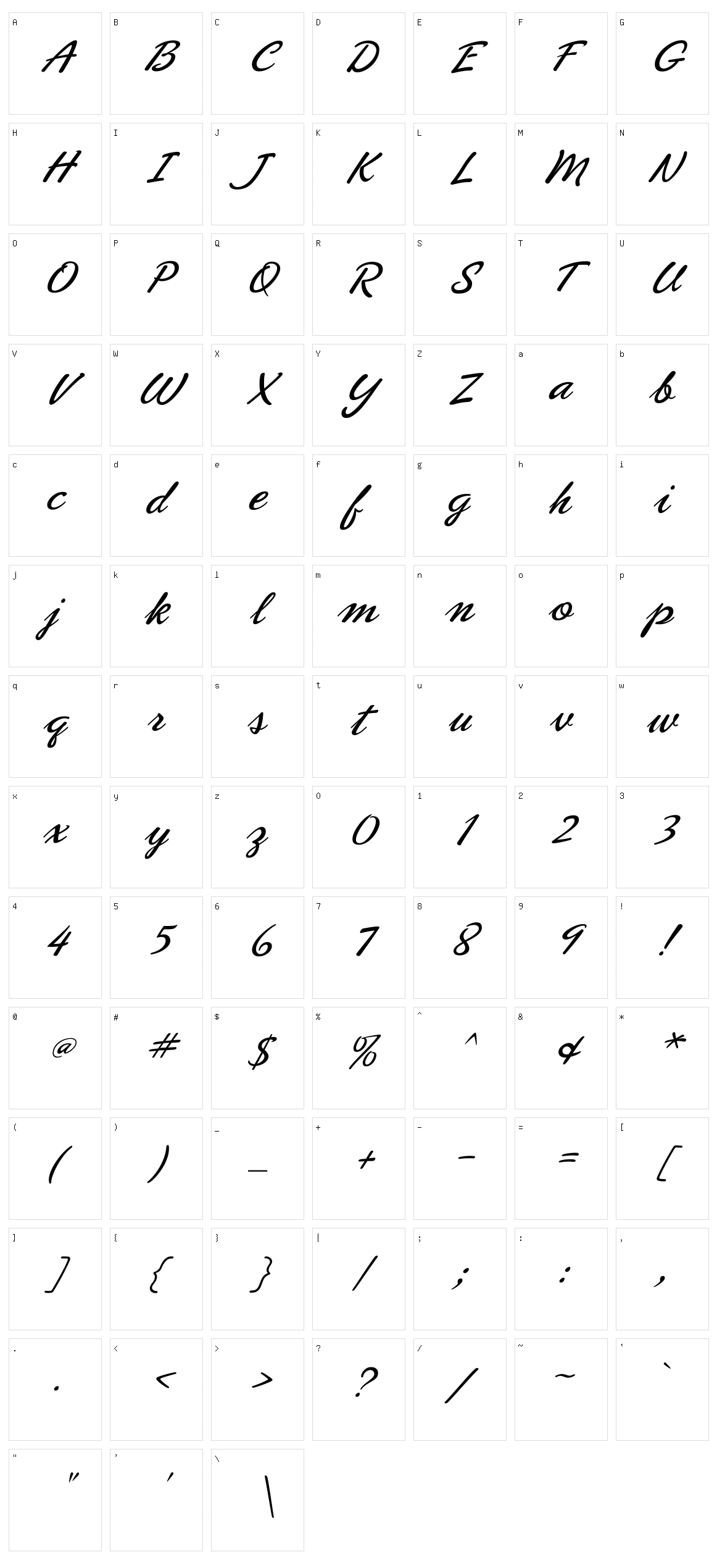 Phoenix Script FLF Character Set