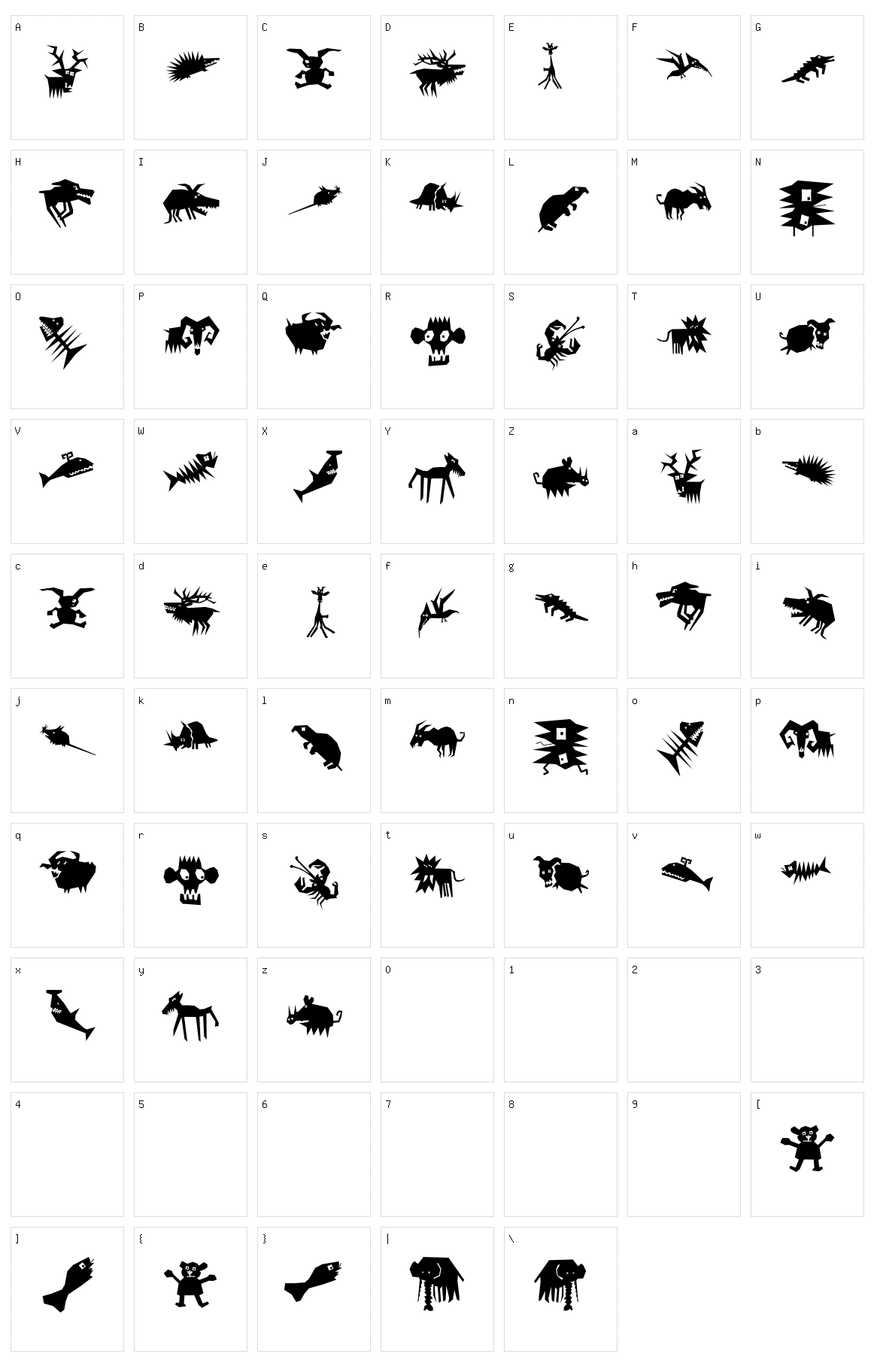 AnimaliaScissored  Character Set