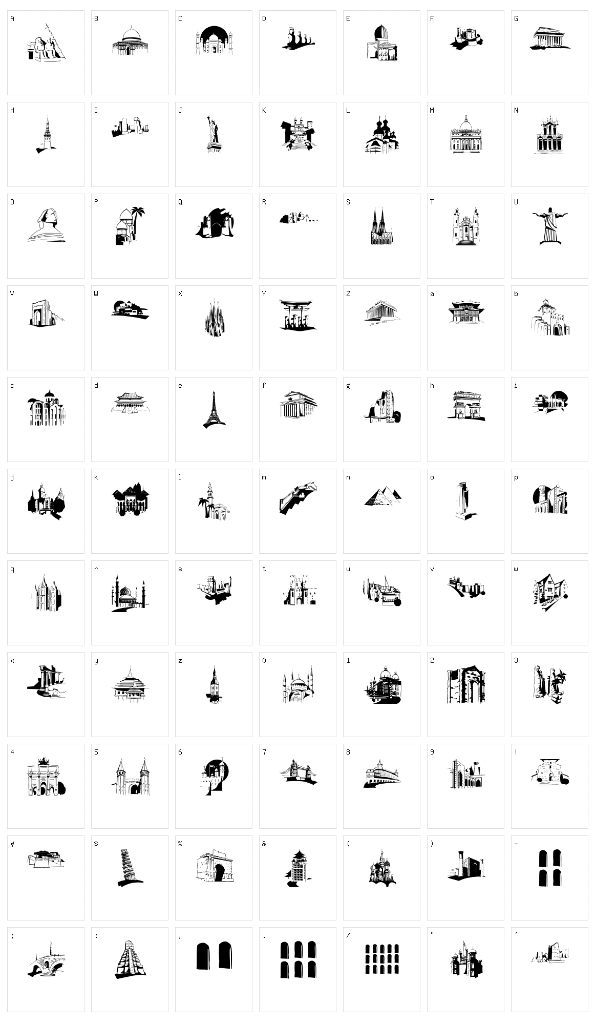 FamousBuildings  Character Set