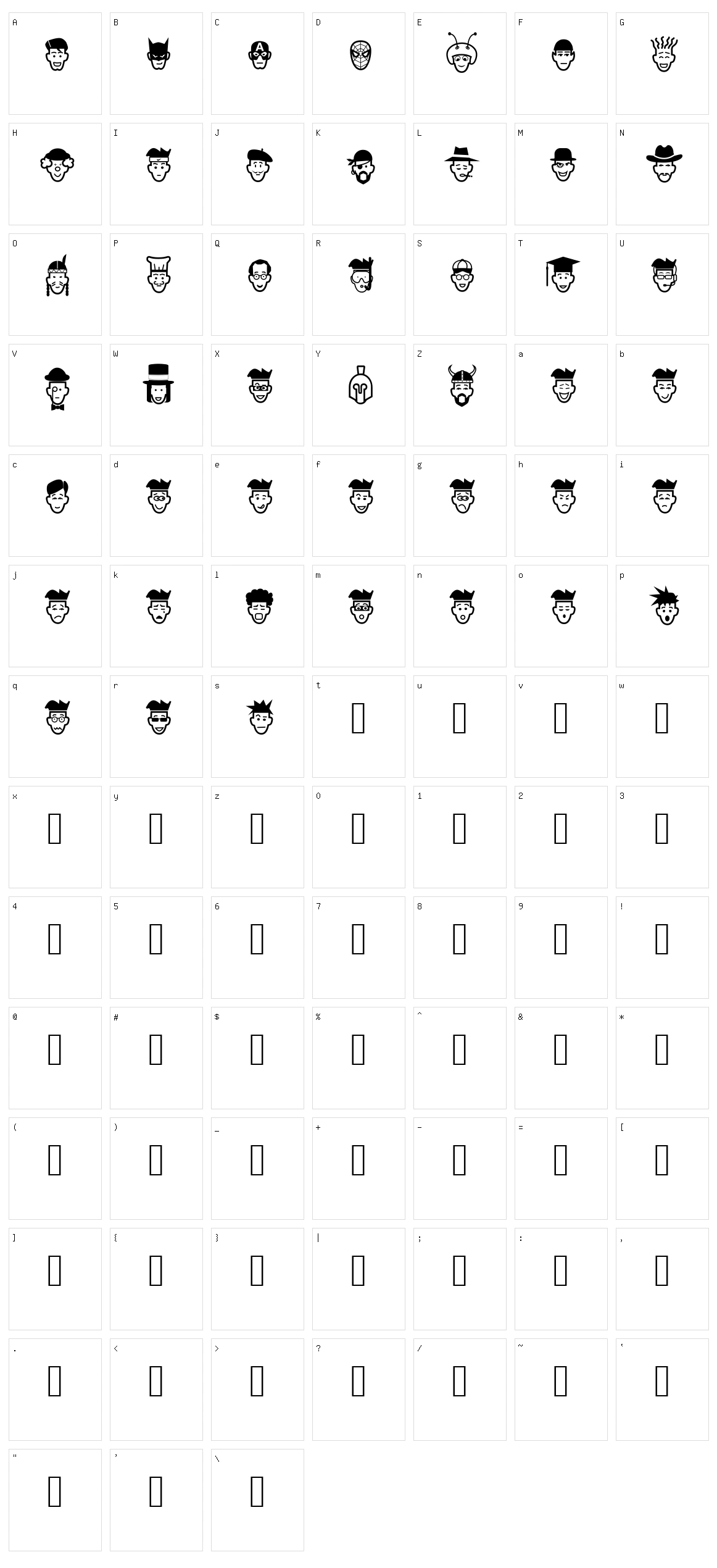 IdeasAndAppsFaces  Character Set