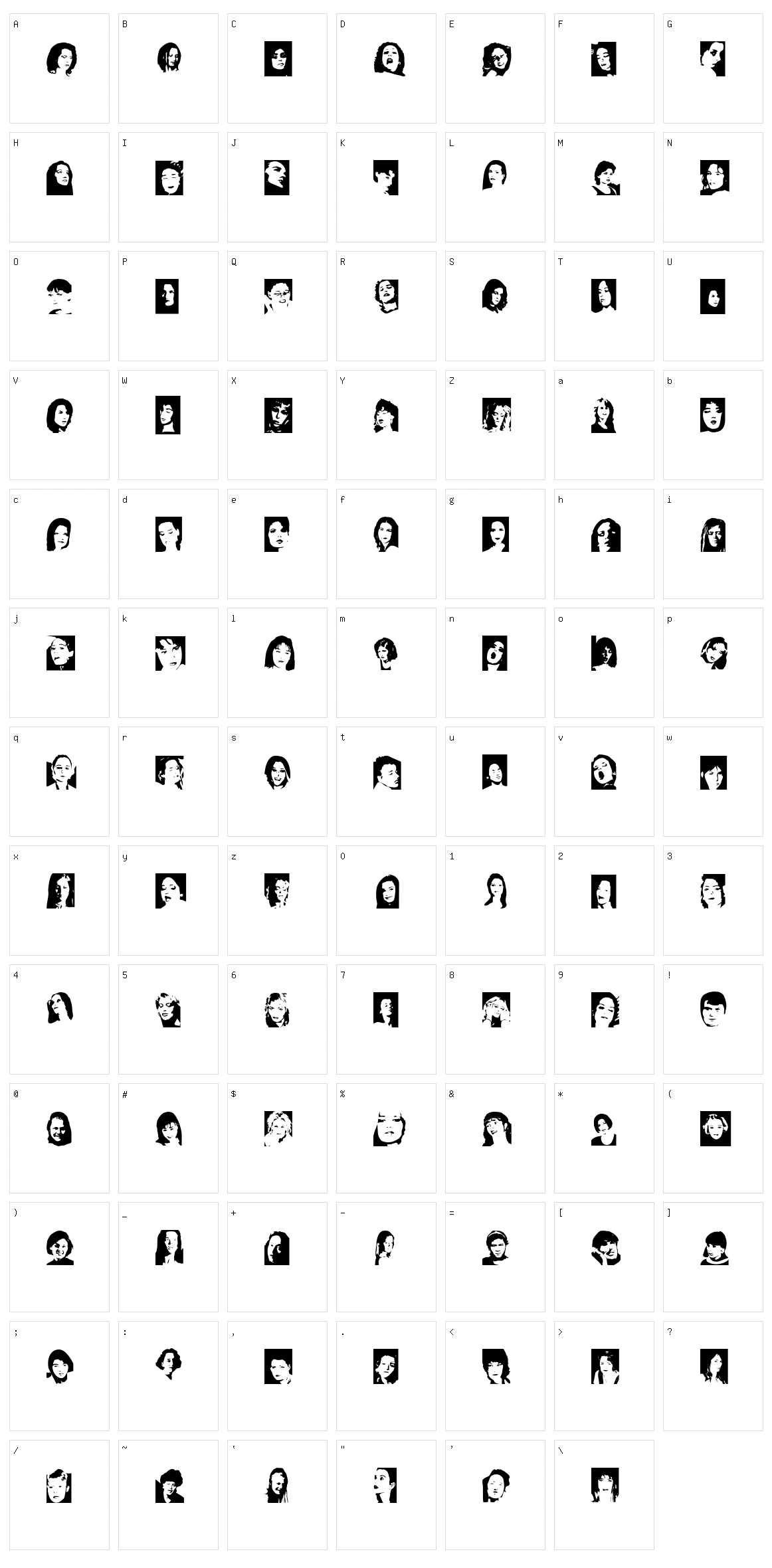 Faces female  Character Set