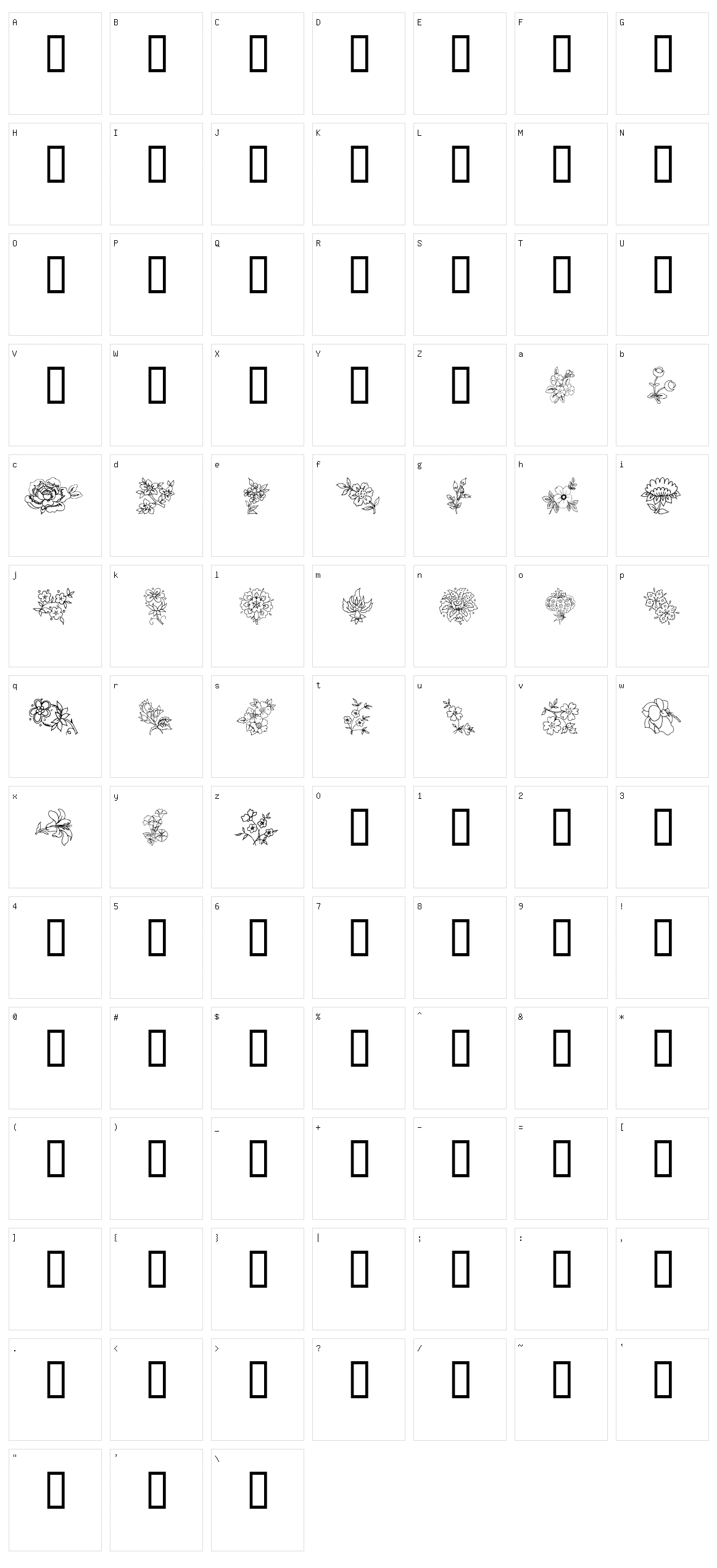 Traditional Floral Design III  Character Set
