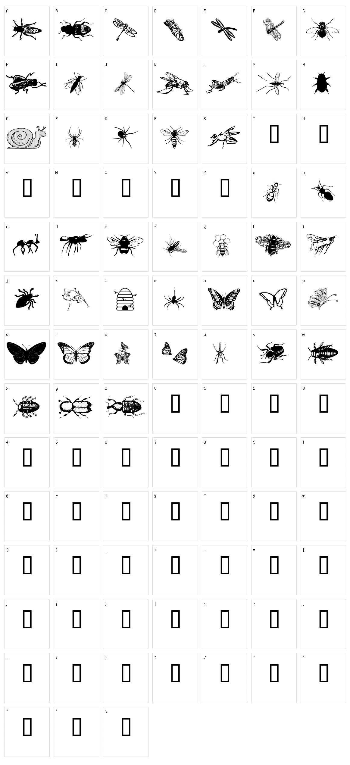 wminsects1  Character Set
