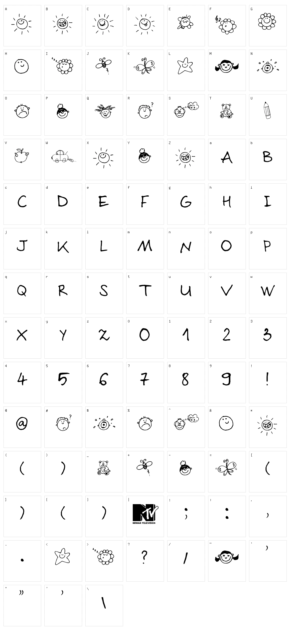 Sloneczko  Character Set