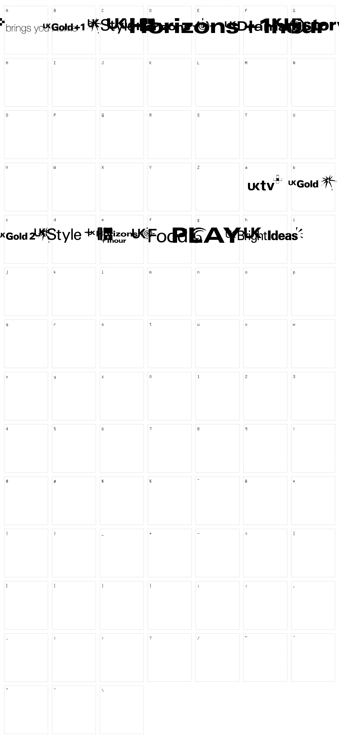 UKtv Family Logos  Character Set