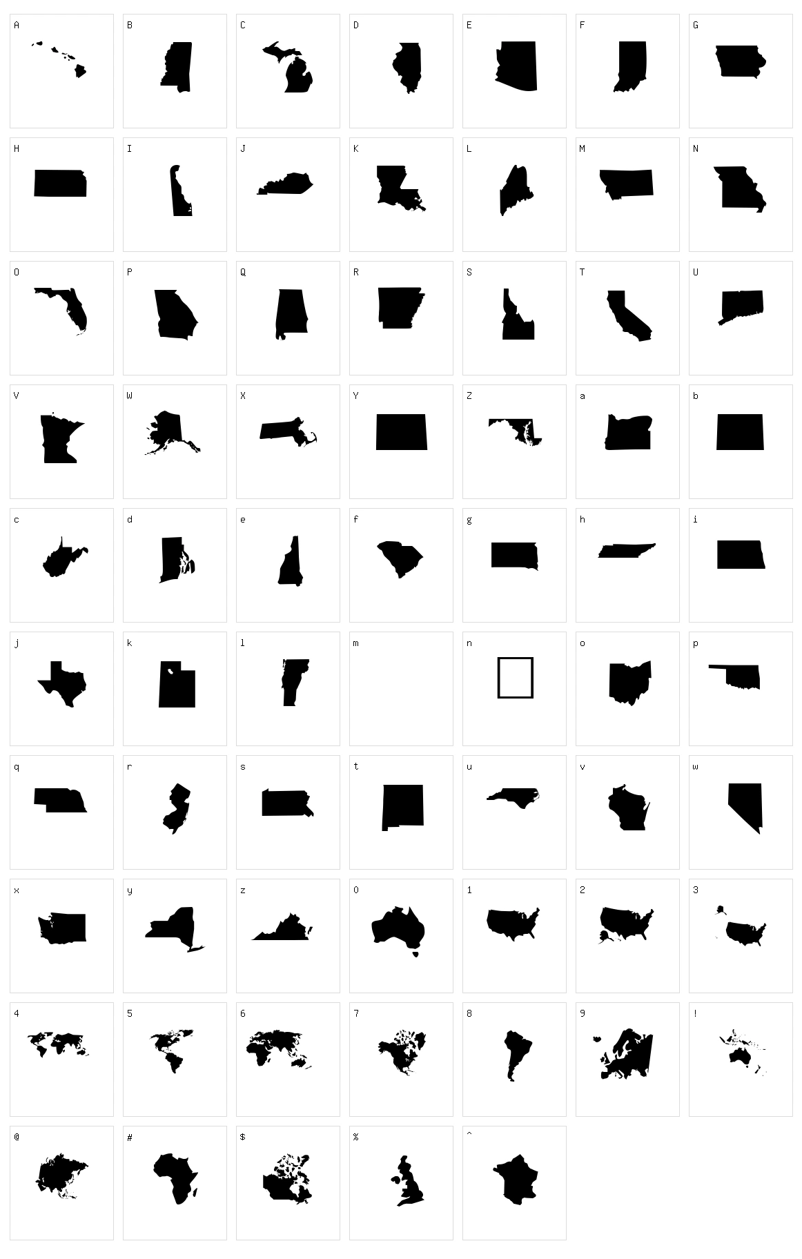 DingMaps  Character Set