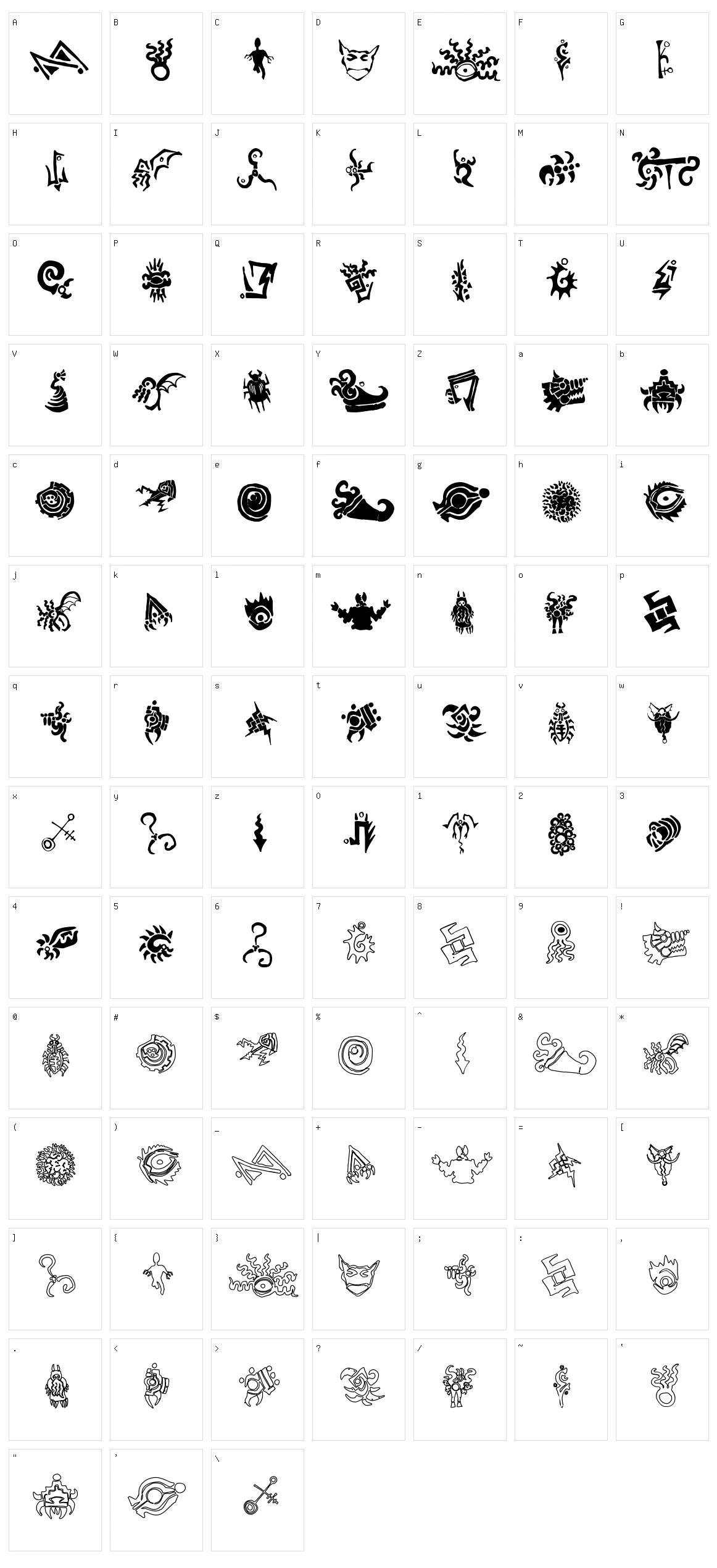 Cathzulu Extraz  Character Set