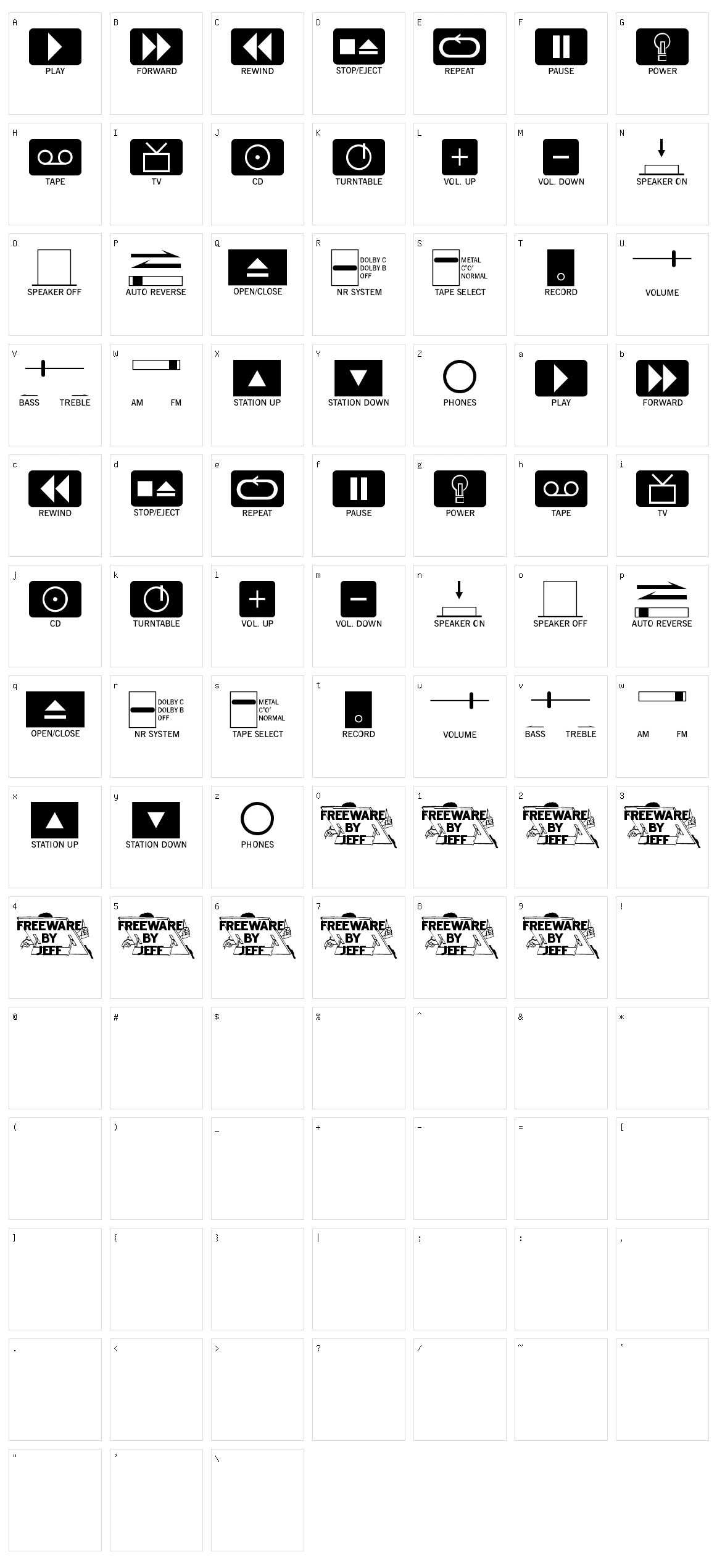 buttons_switches  Character Set