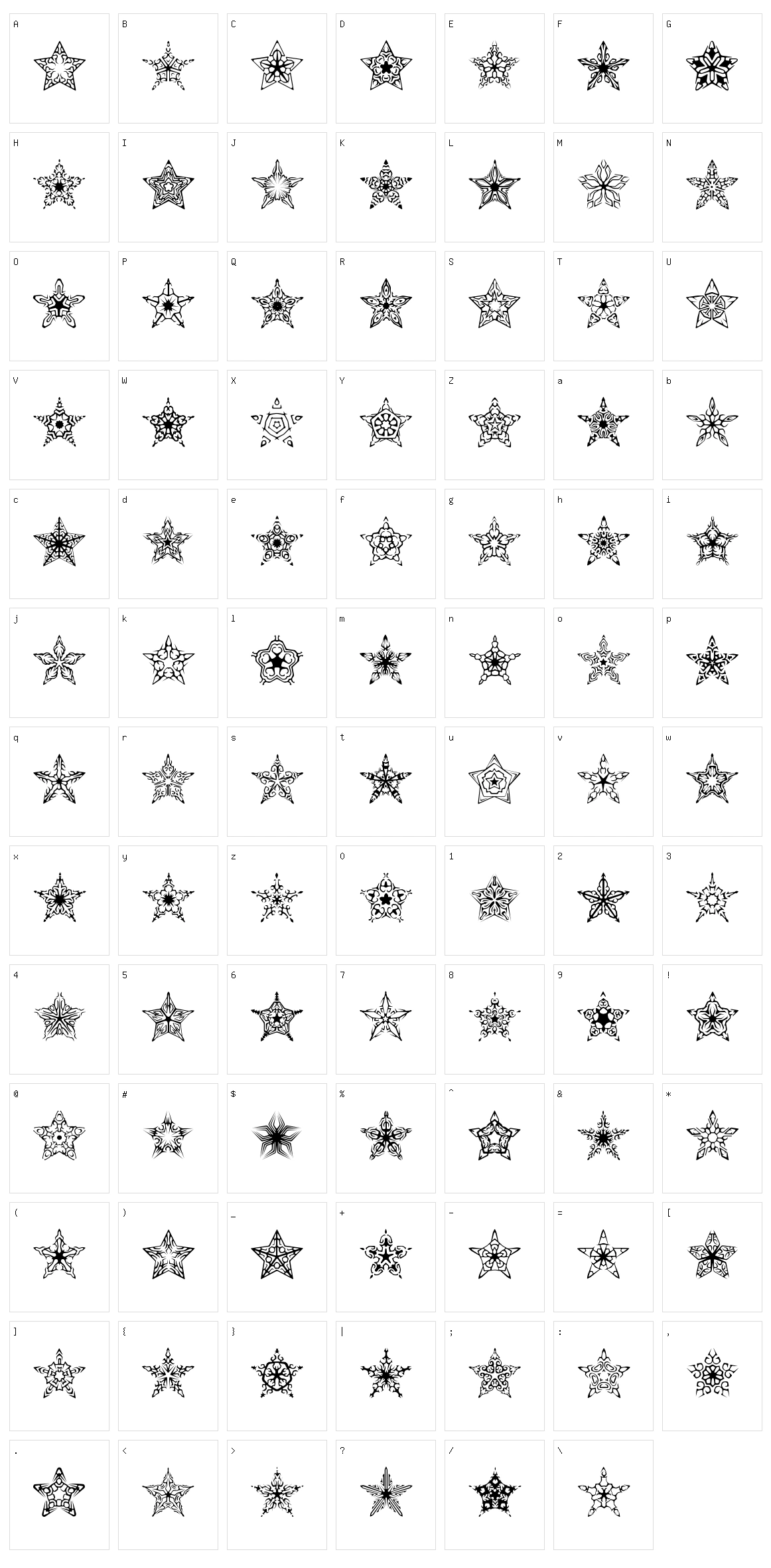 90 Stars BRK  Character Set