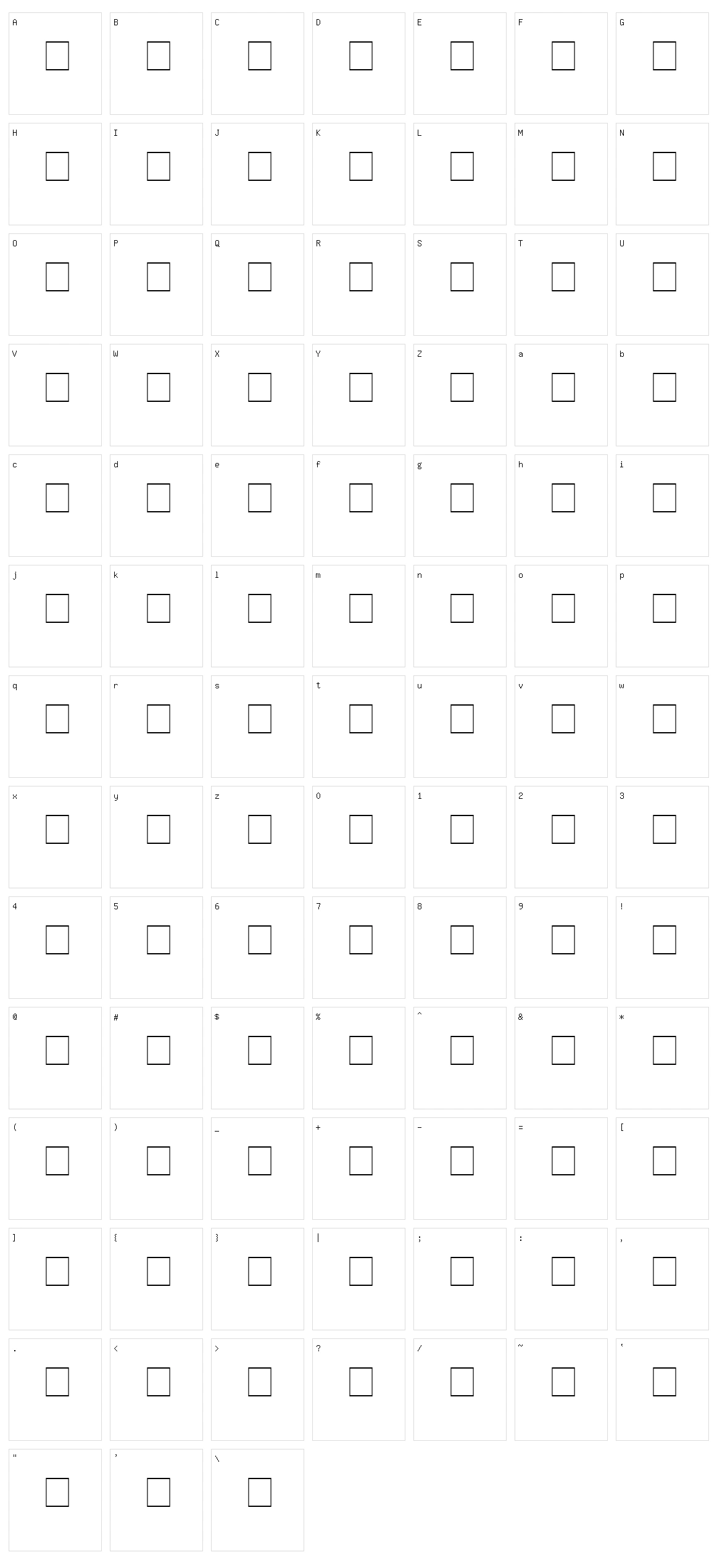 Carr Space  Character Set