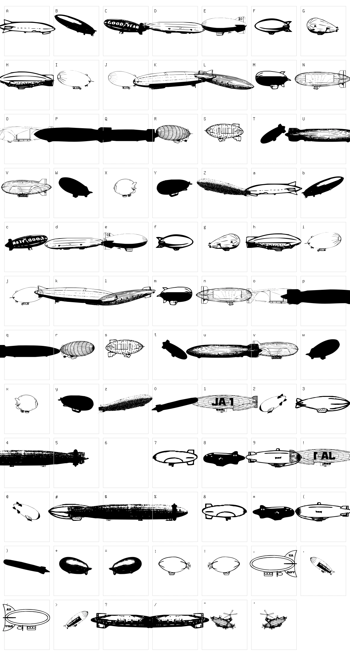 Xeppelin  Character Set