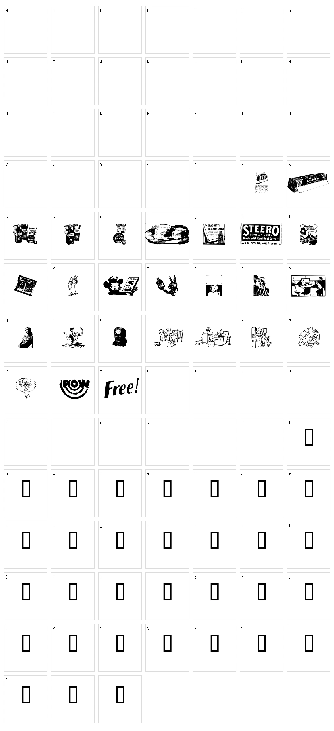 Old Time Ad Dings One  Character Set