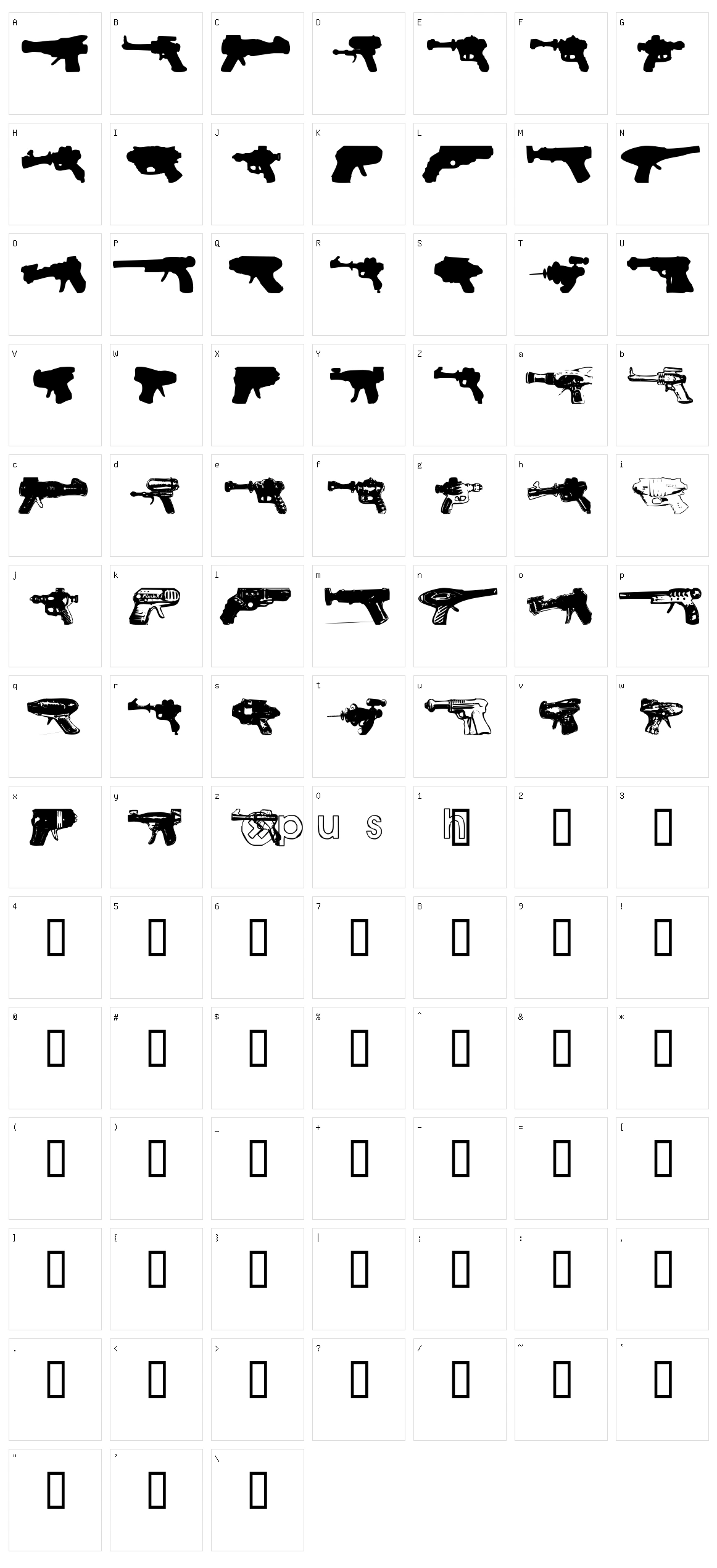 rayguns  Character Set