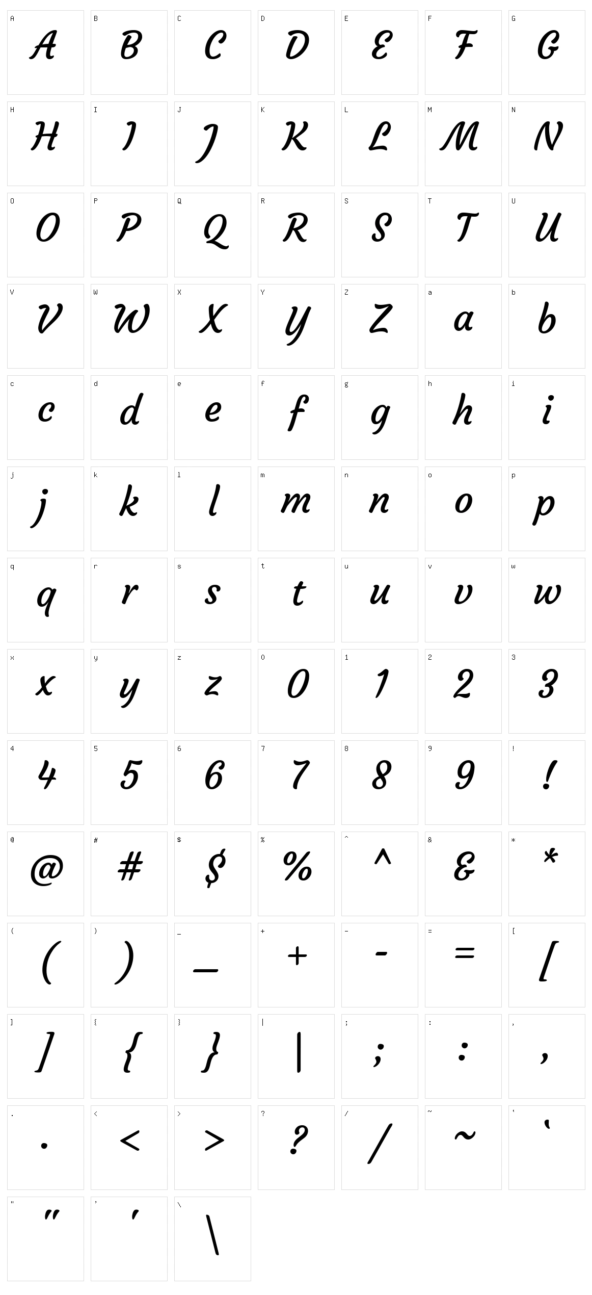 Courgette Character Set