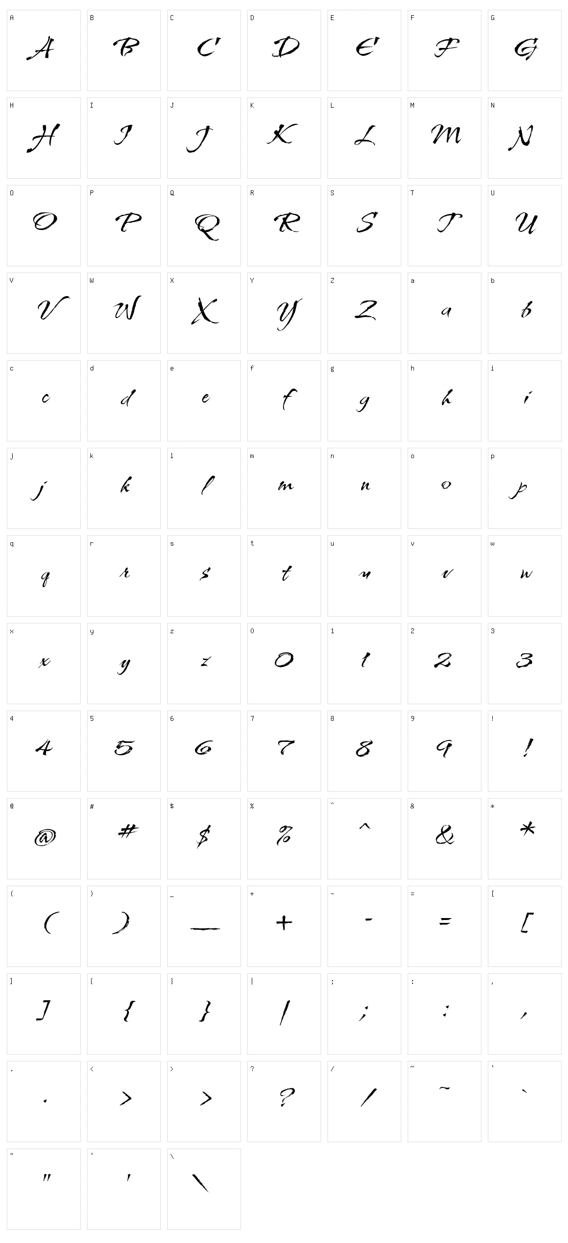 Kolker brush Character Set