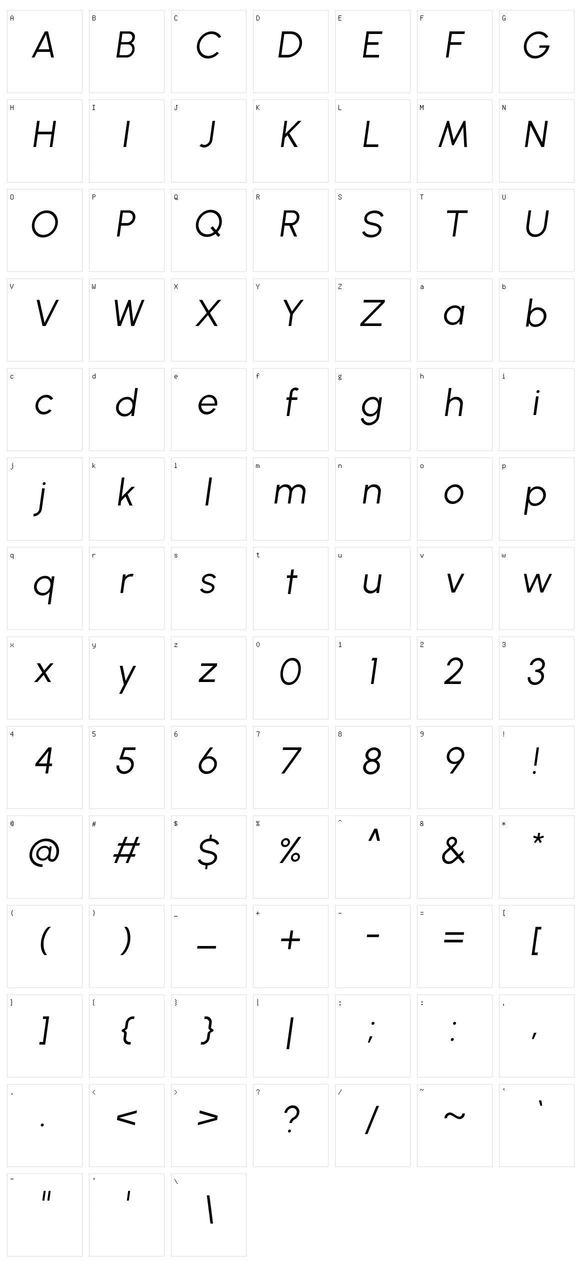 Urbanist Character Set