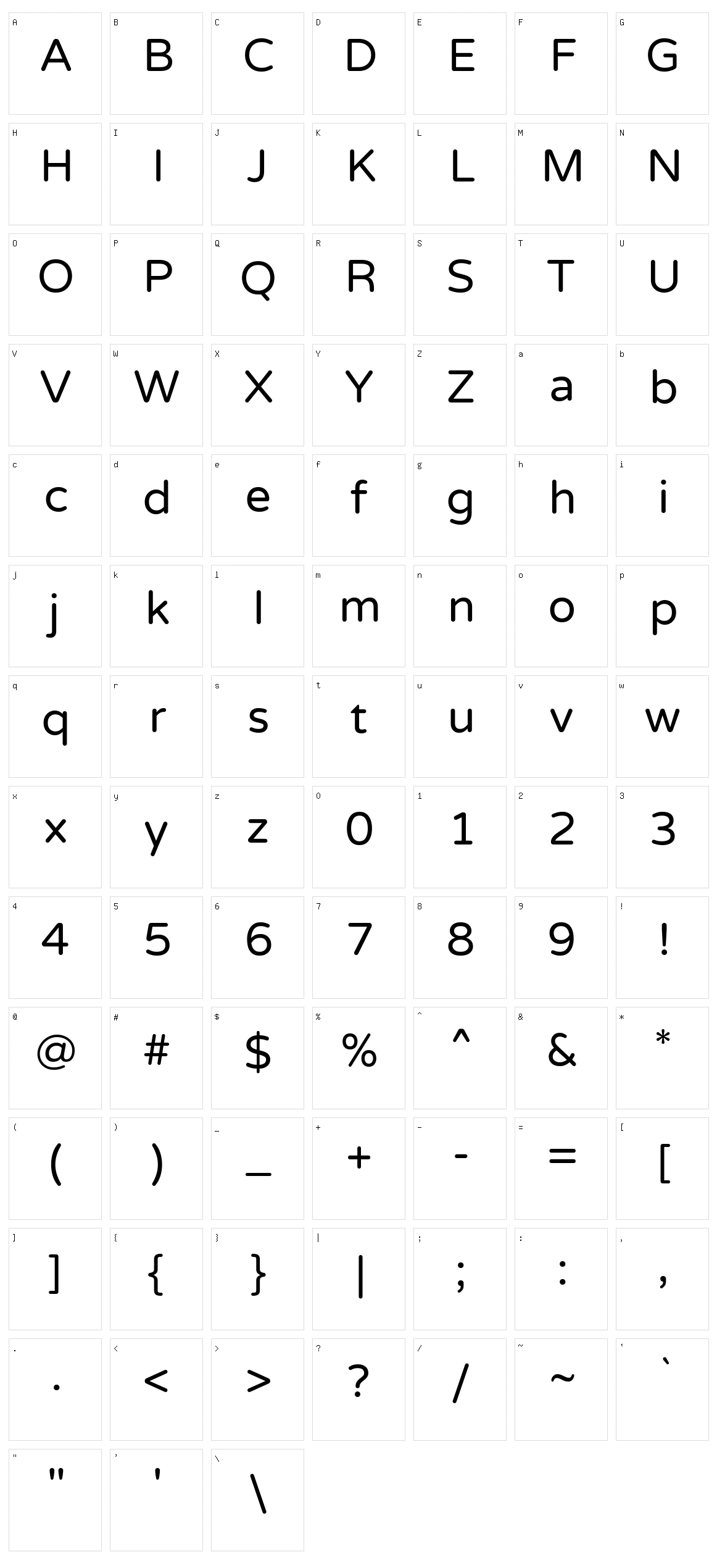 Varela round Character Set