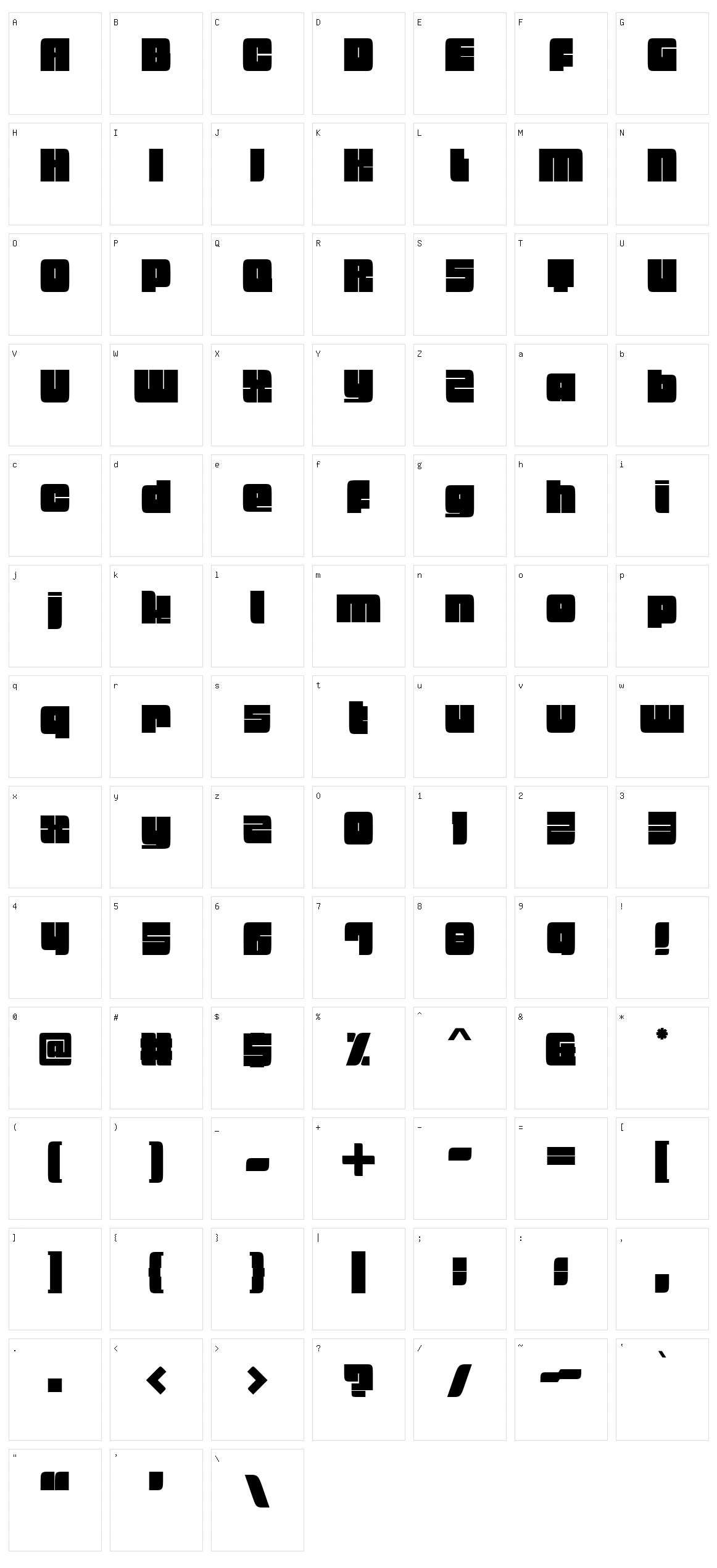 Badeen Display Character Set