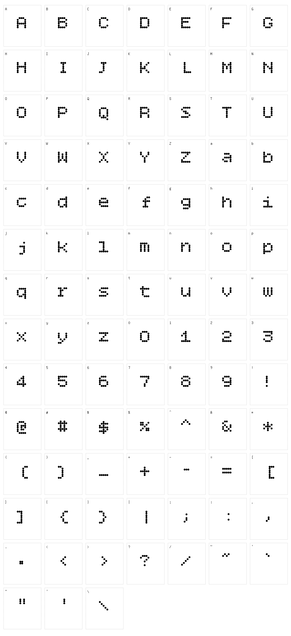 Bitcount Grid Single Character Set
