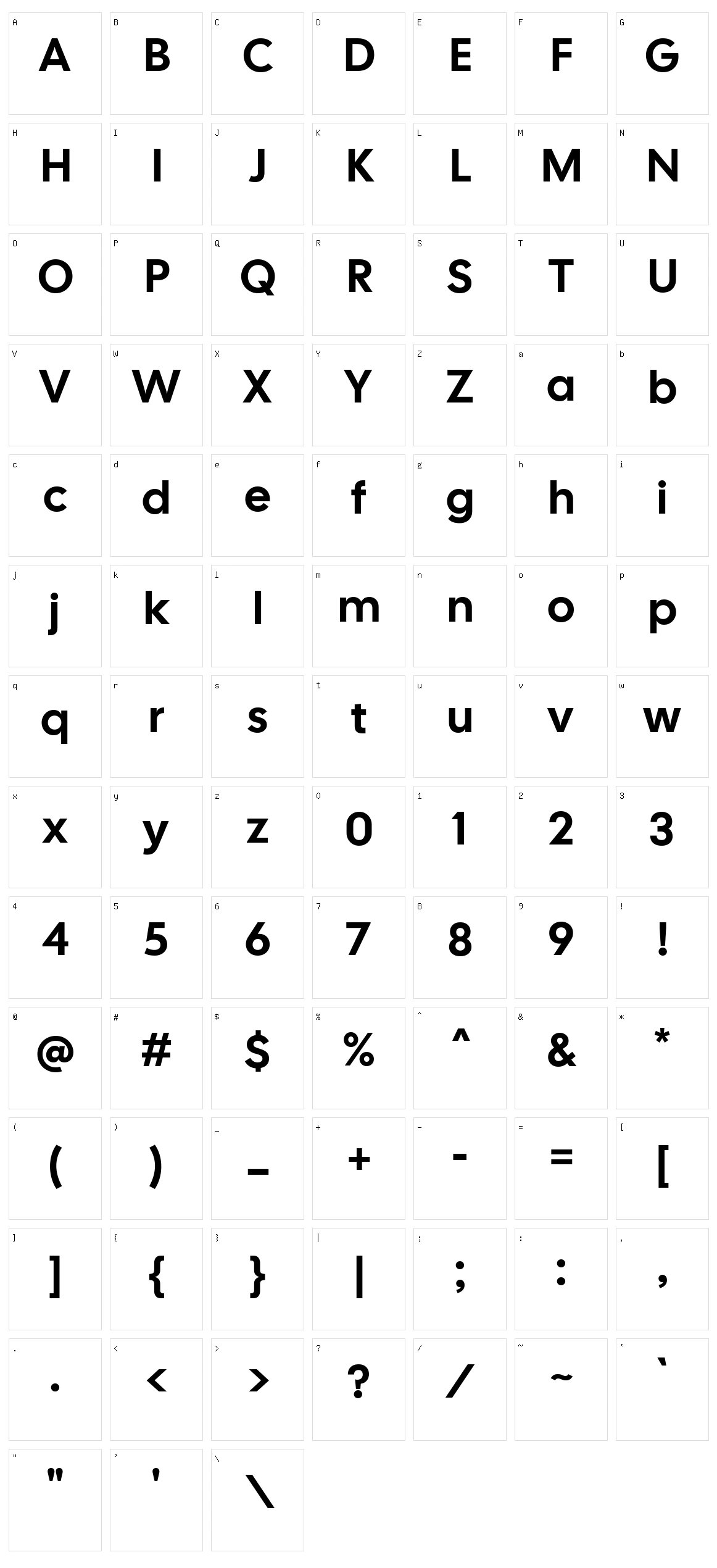 Cal Sans Character Set