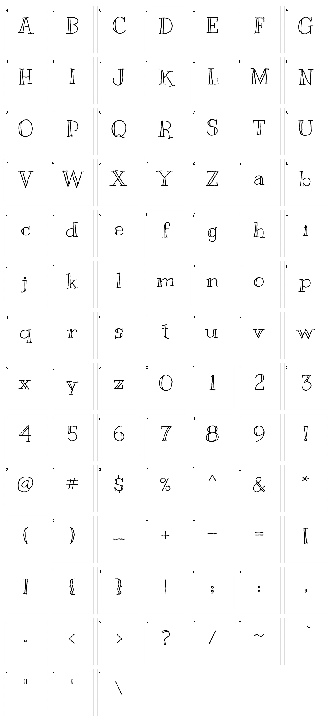 Kranky Character Set