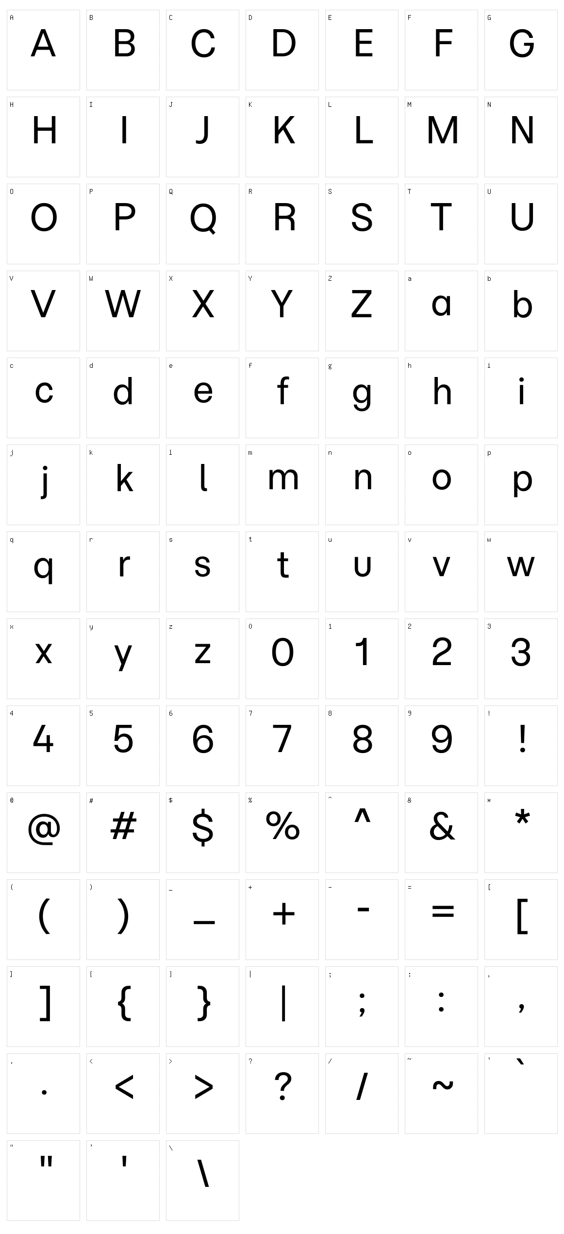 Momo Trust Sans Character Set