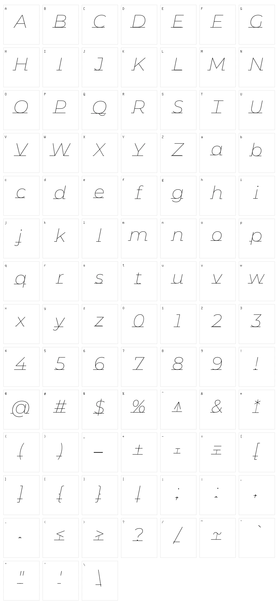 Montserrat Underline Character Set