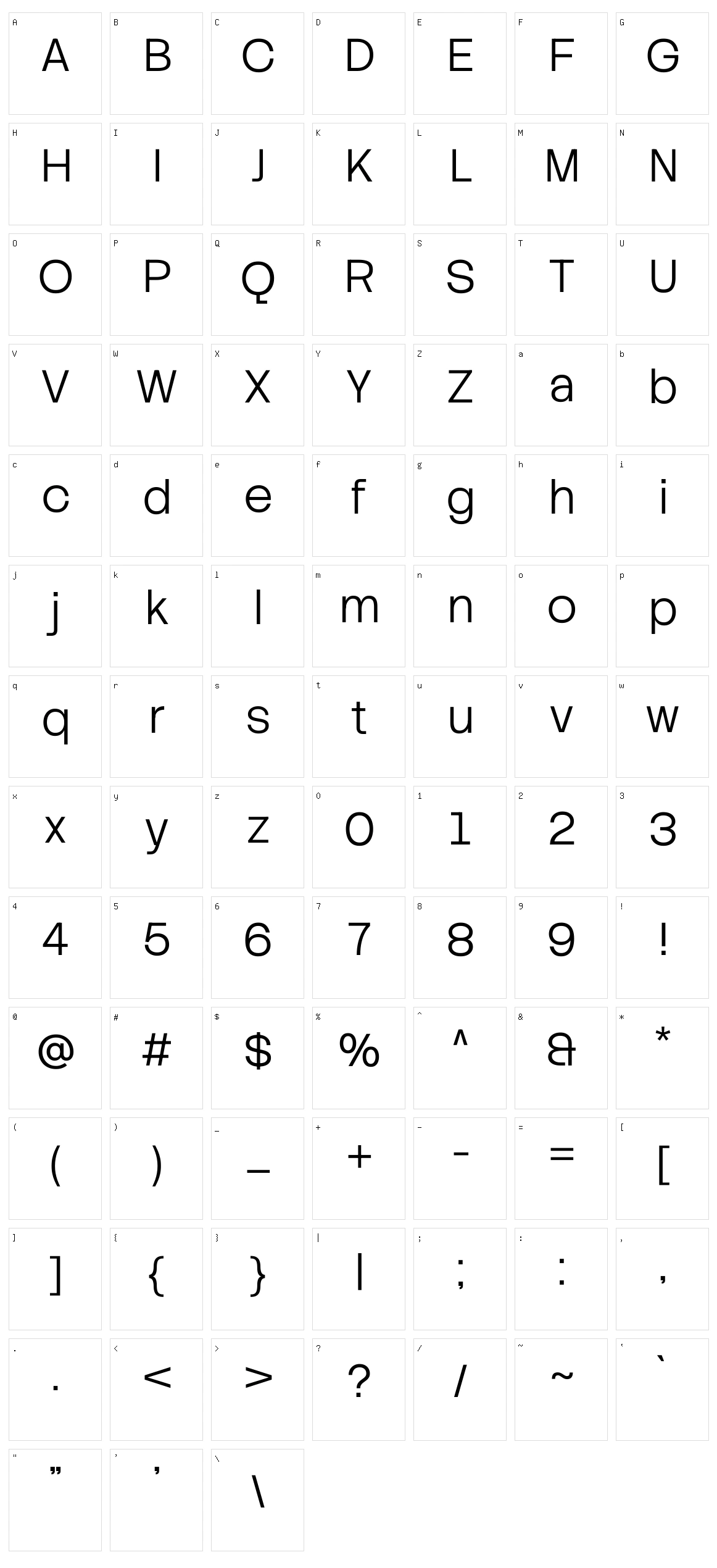 Stack Sans Text Character Set