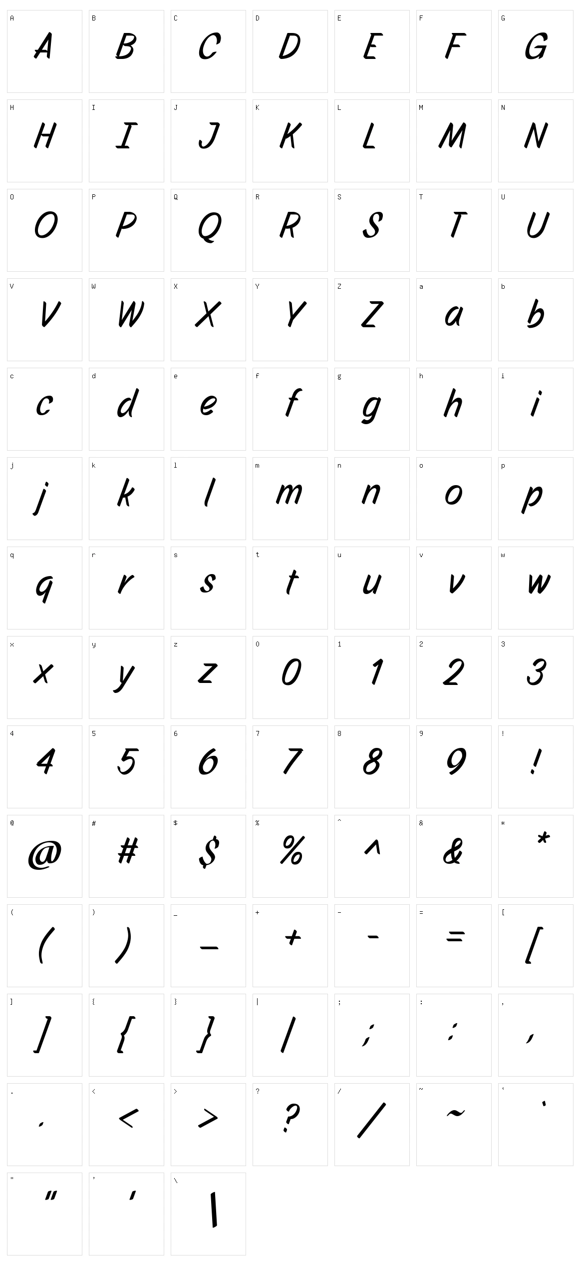 Story Script Character Set