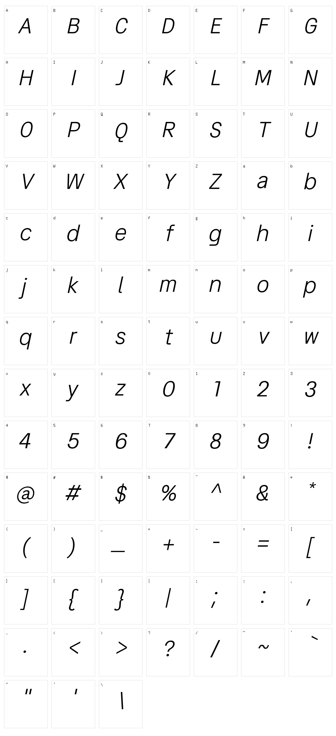 Vend Sans Character Set