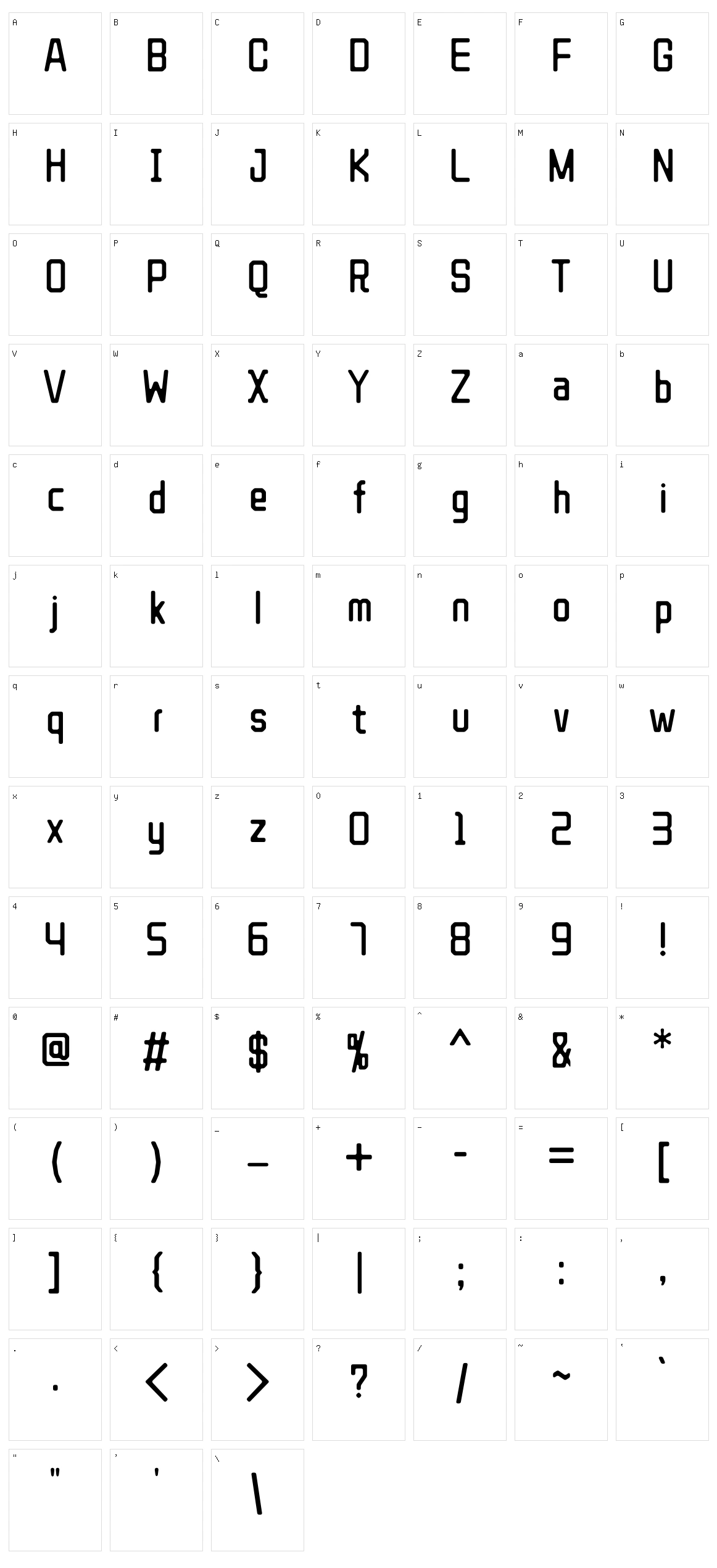 WDXL Lubrifont SC Character Set