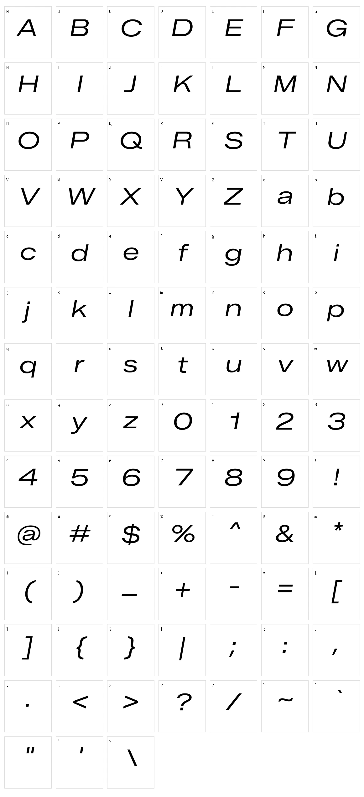 Zalando Sans Expanded Character Set