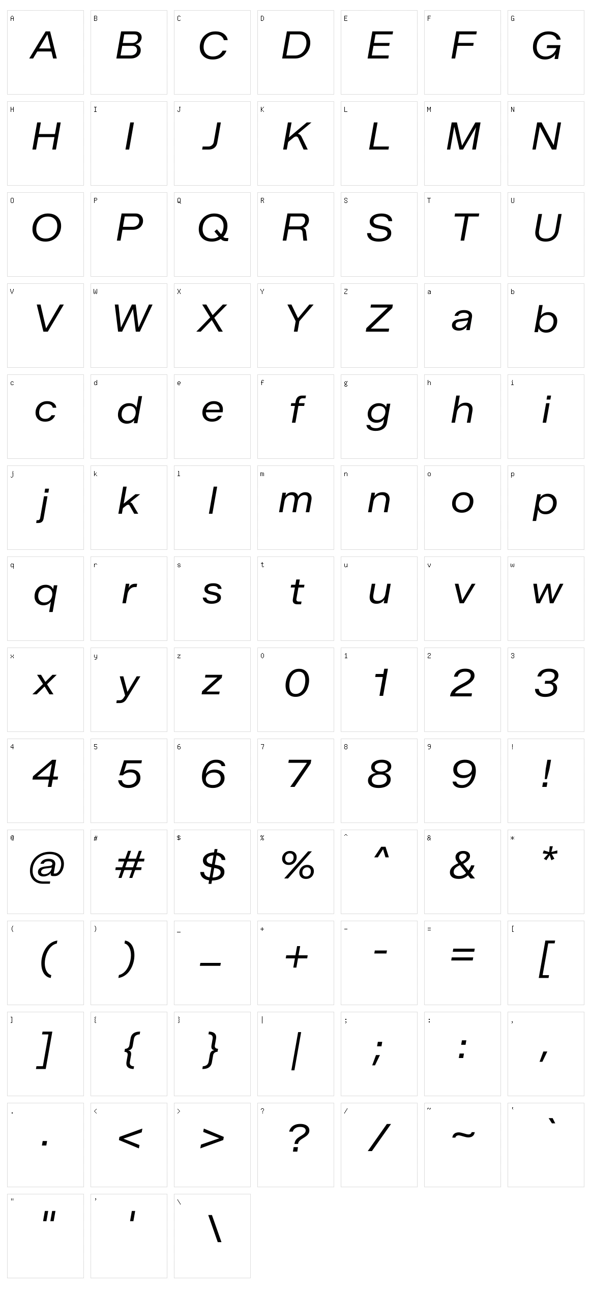 Zalando Sans SemiExpanded Character Set