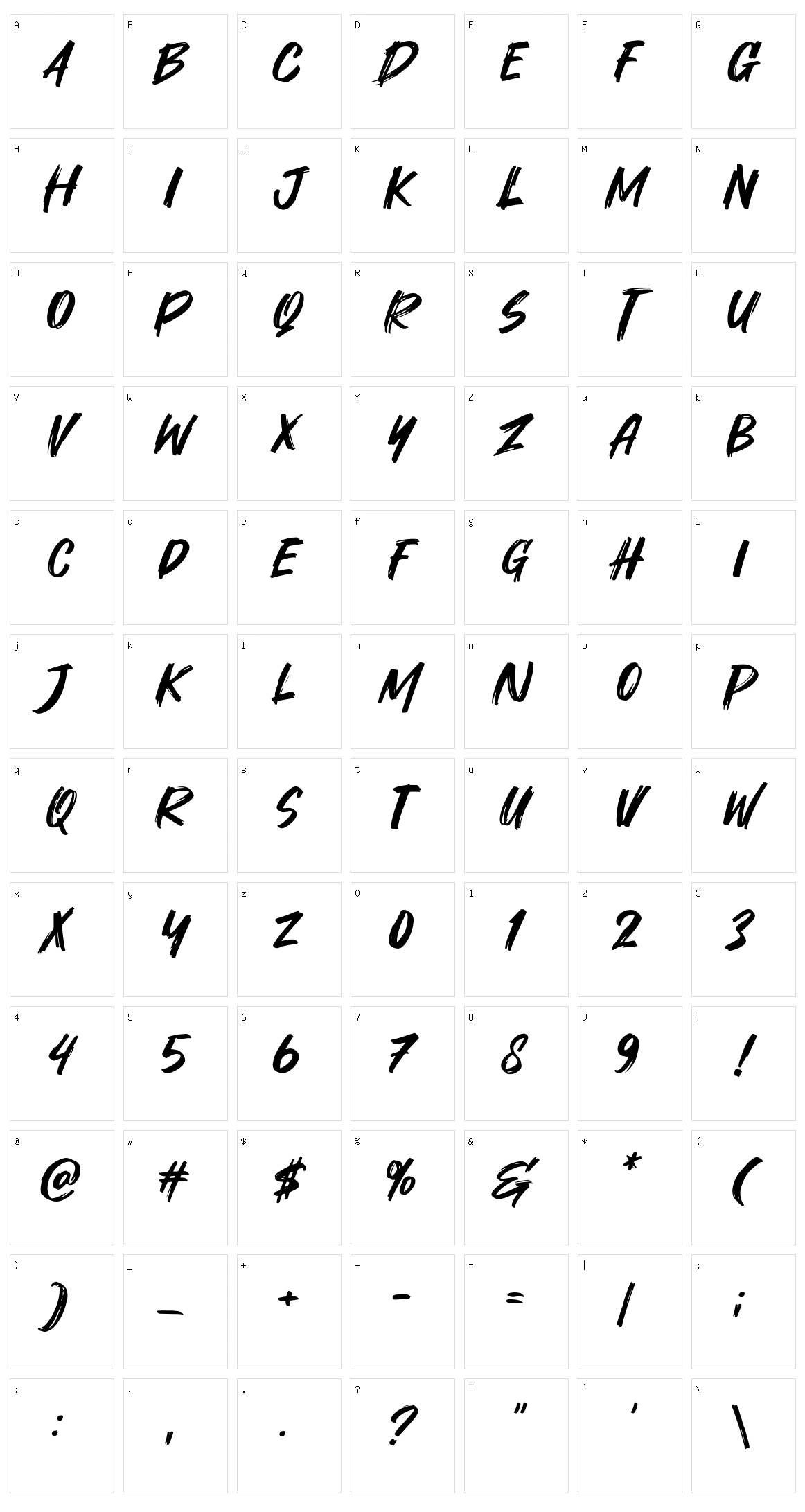 Trushdex Character Set