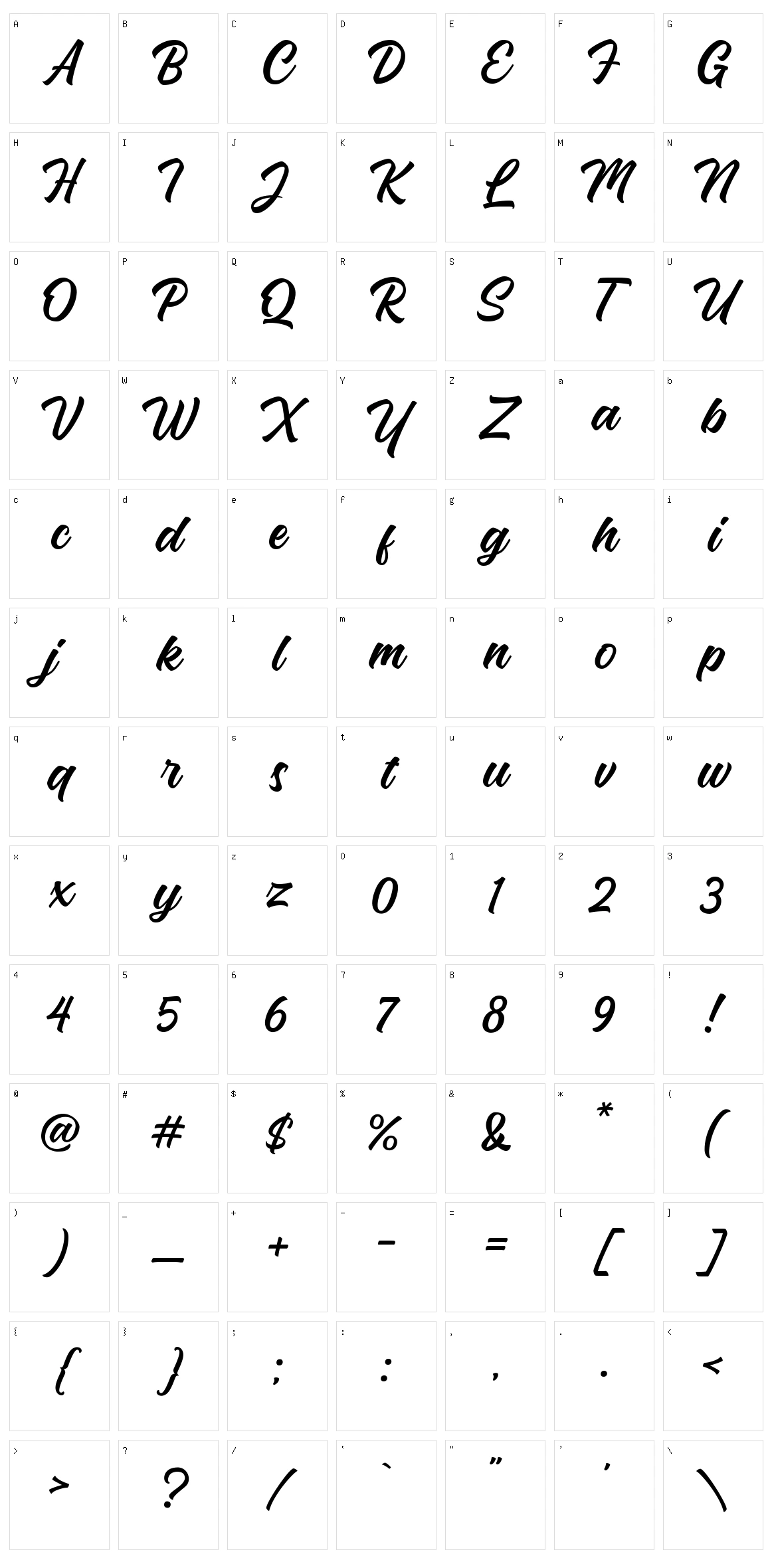 Srabi Script Character Set